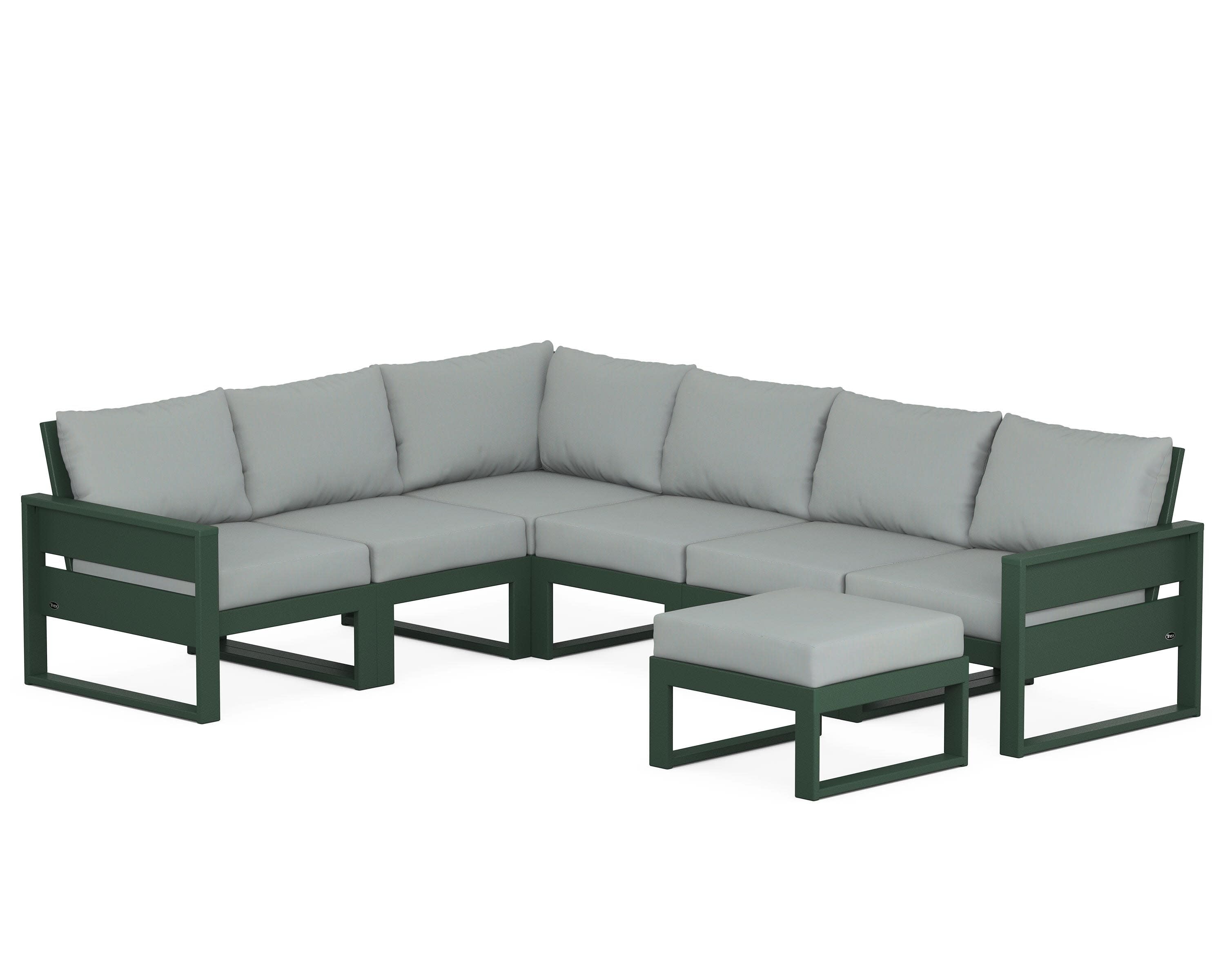 Eastport 6-Piece Sectional with Ottoman in Rainforest Canopy / Spa