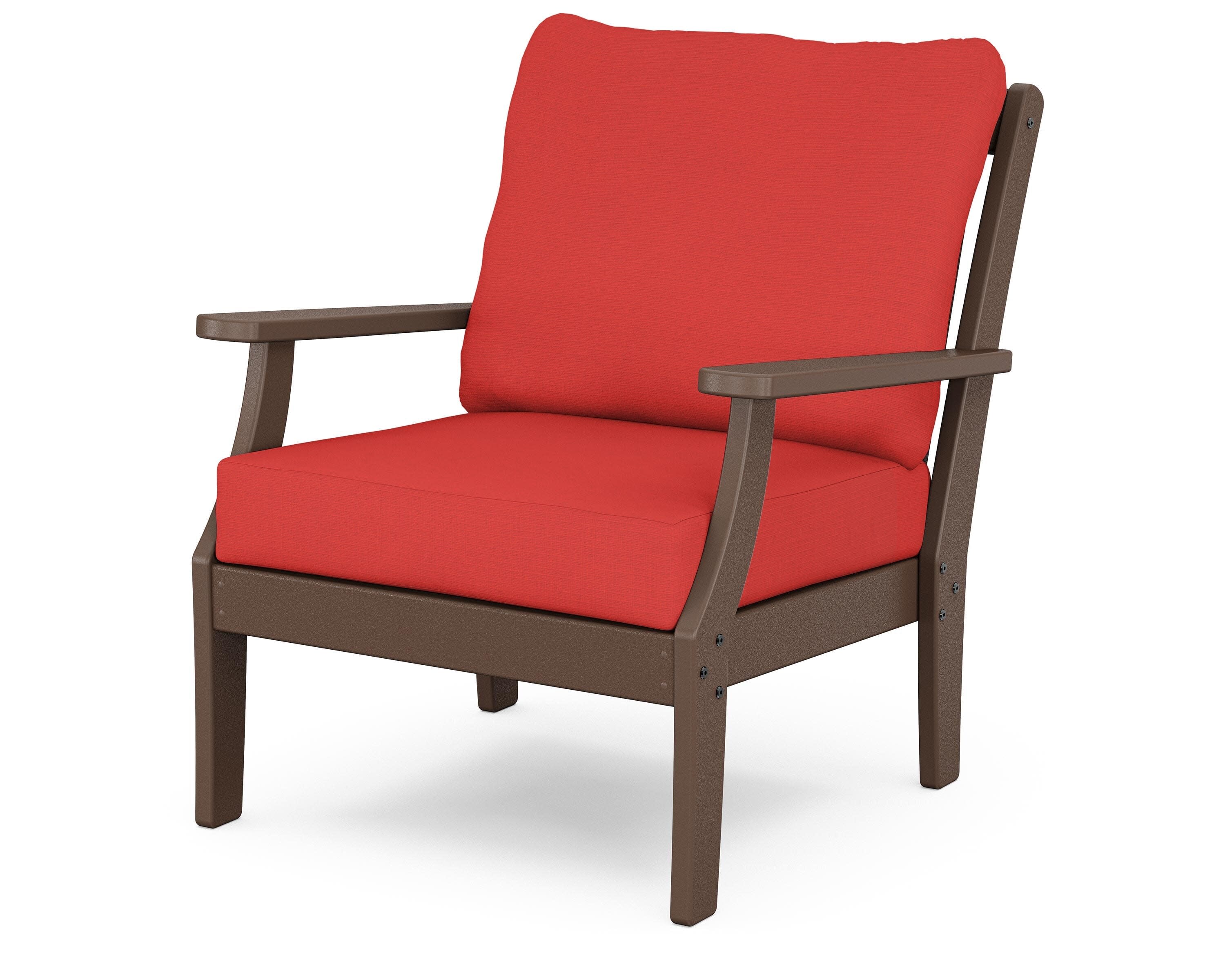 Yacht Club Deep Seating Chair in Vintage Lantern / Crimson Linen