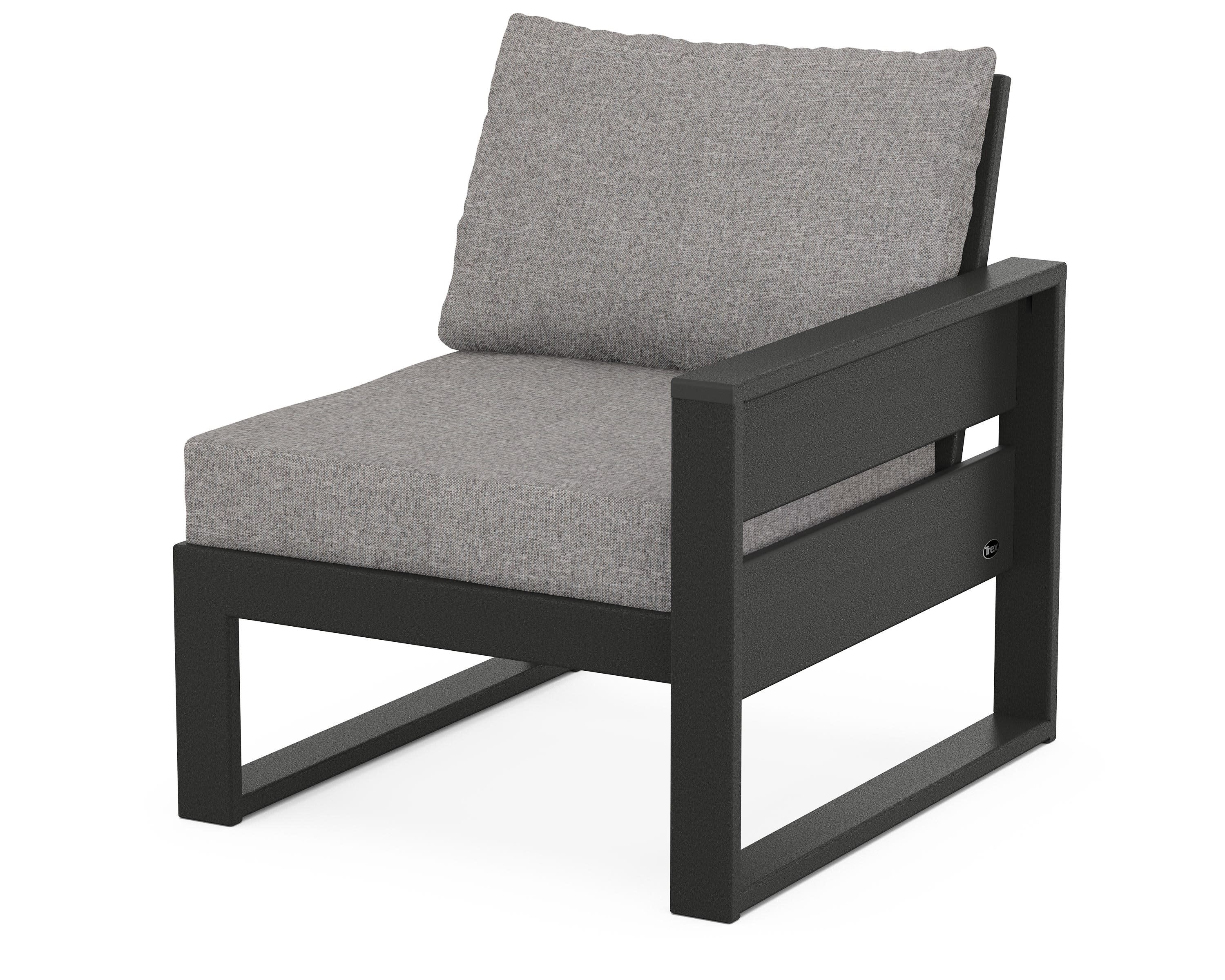 Eastport Modular Right Arm Chair in Charcoal Black / Grey Mist