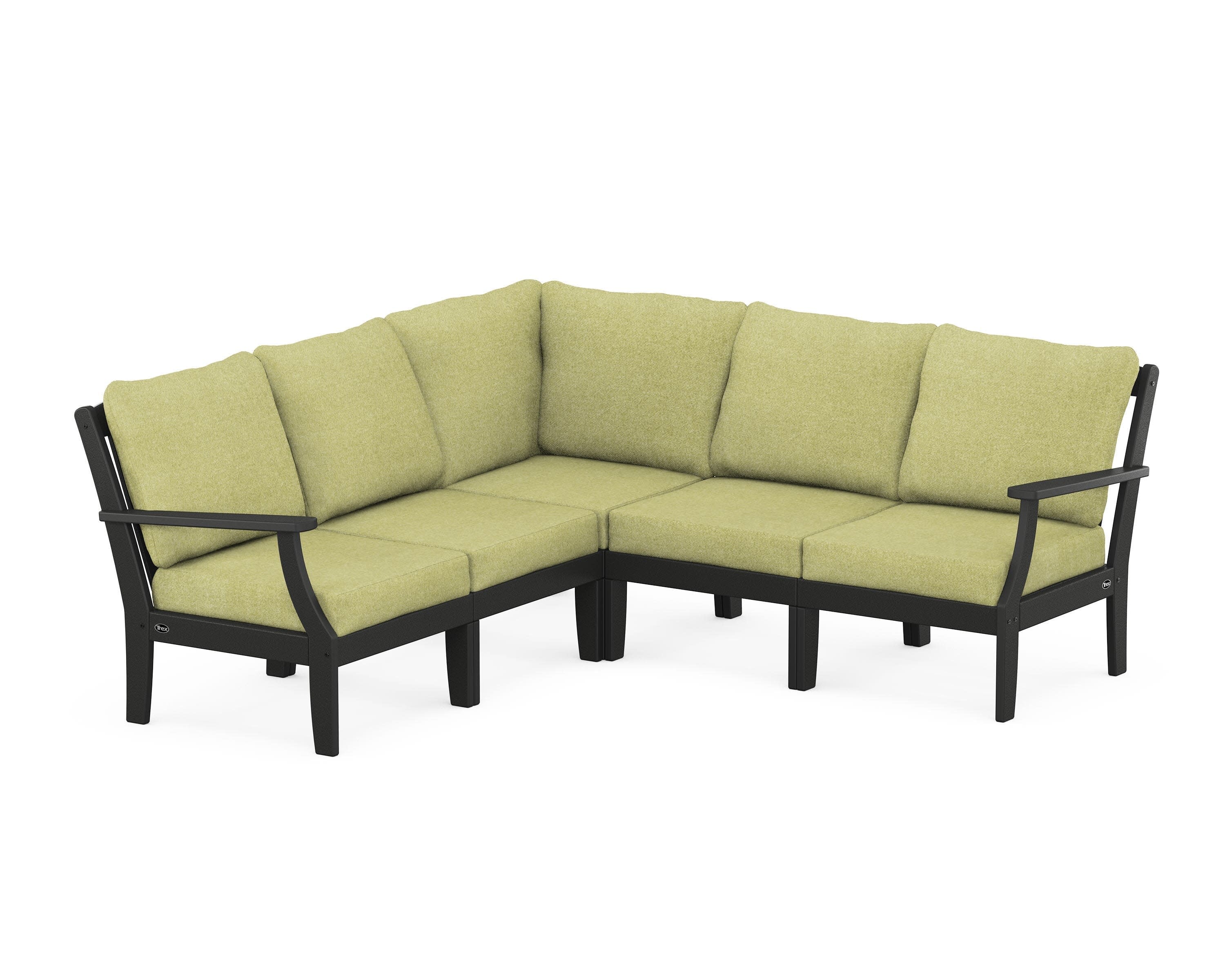 Yacht Club Modular 5-Piece Deep Seating Set in Charcoal Black / Chartreuse Boucle