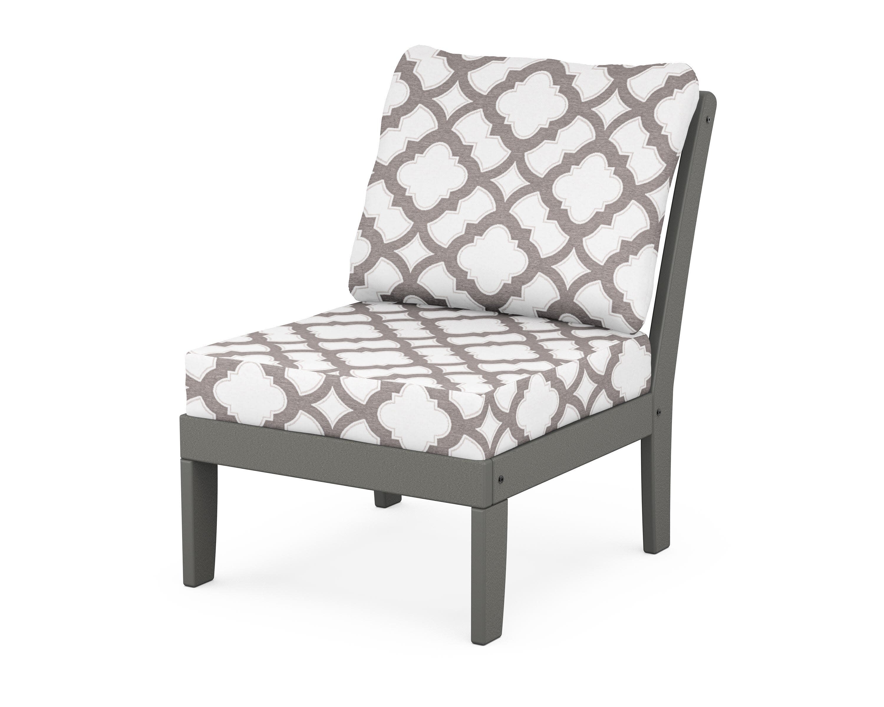 Yacht Club Modular Armless Chair in Stepping Stone / Trellis Grey Mist
