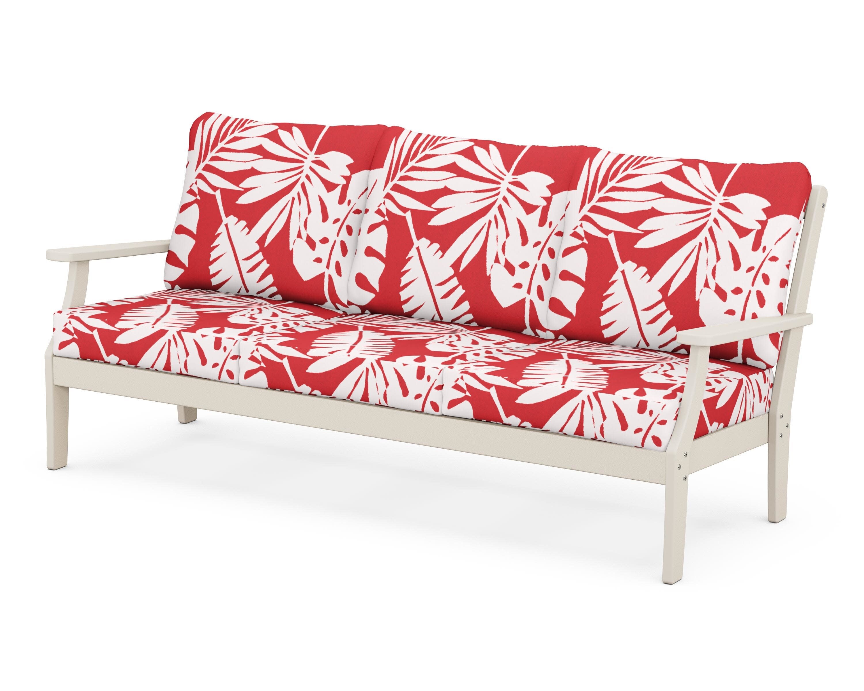 Yacht Club Deep Seating Sofa in Sand Castle / Leaf Crimson