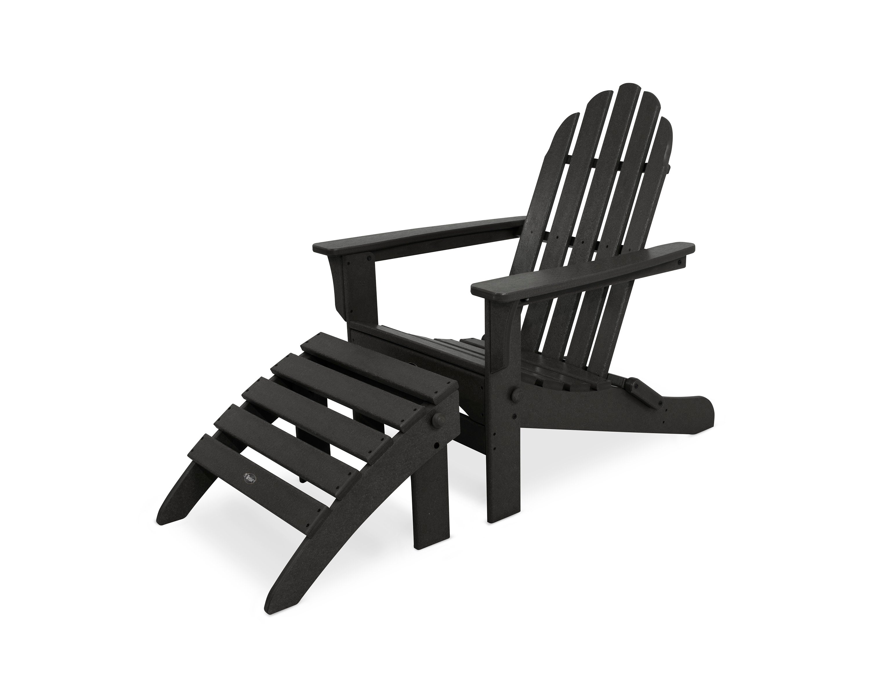 Cape Cod 2-Piece Folding Adirondack Seating Set in Charcoal Black