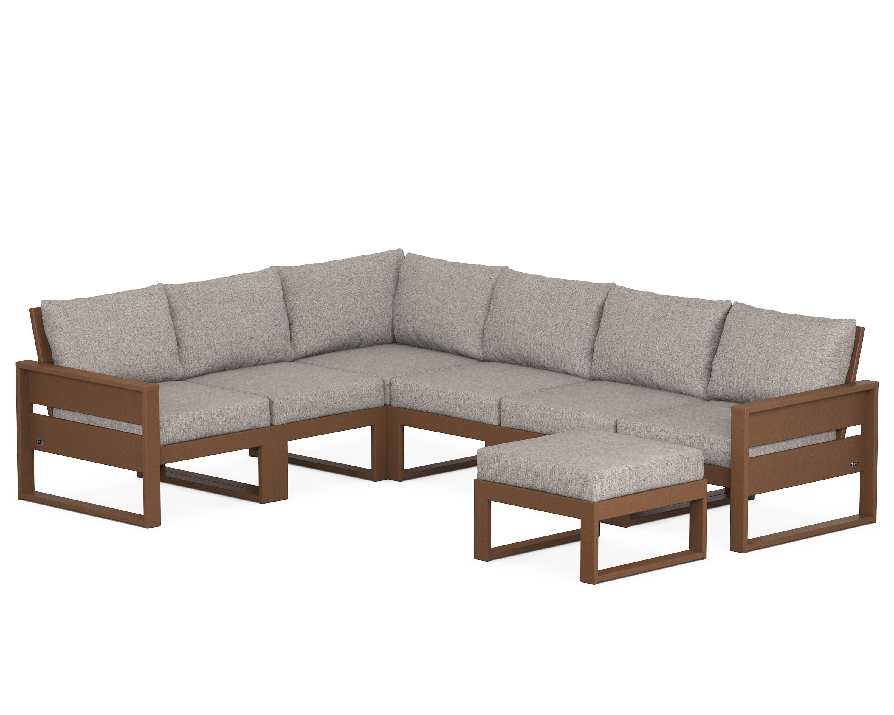 Eastport 6-Piece Sectional with Ottoman in Tree House / Weathered Tweed