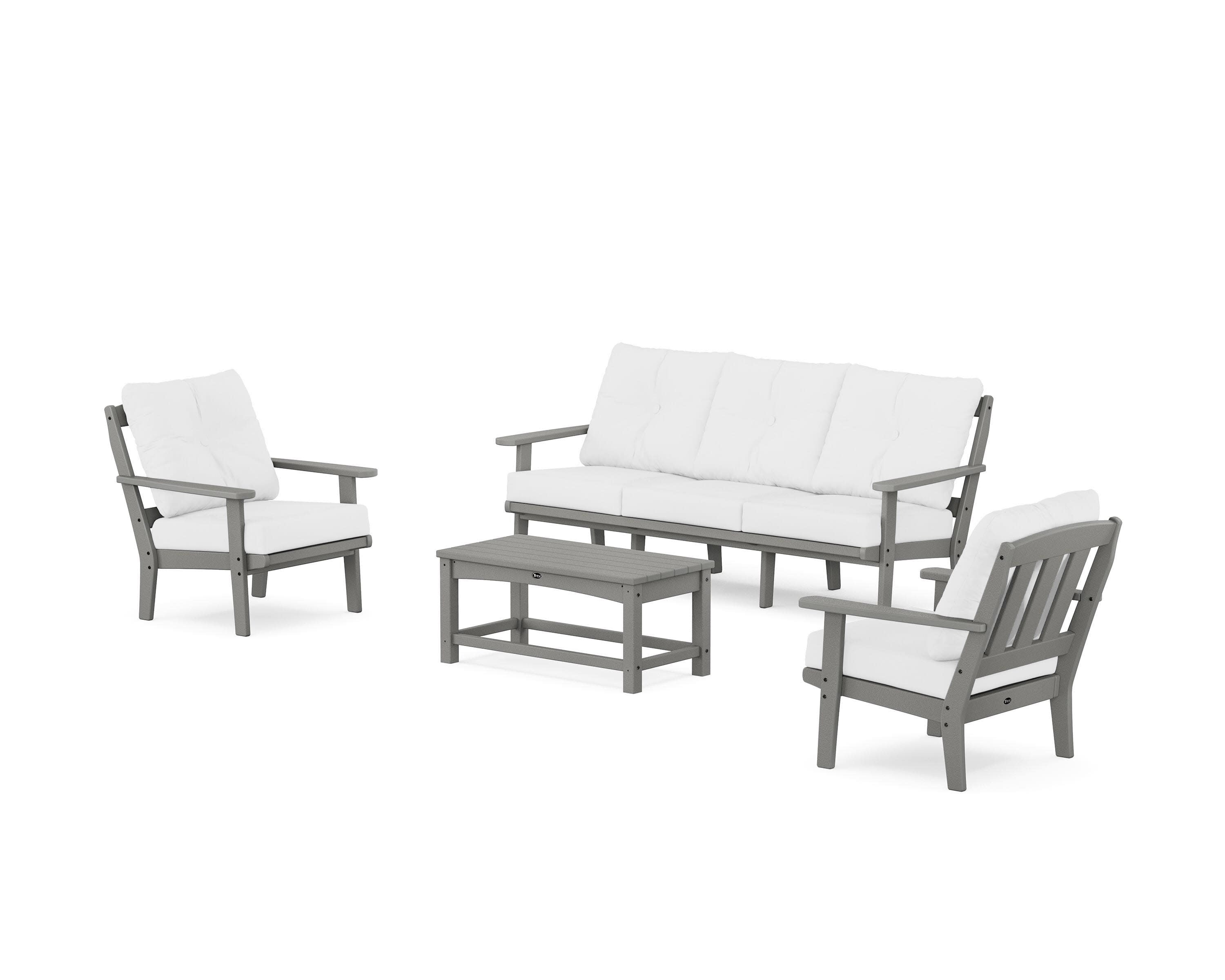 Cape Cod 4-Piece Deep Seating Set with Sofa in Stepping Stone / Natural
