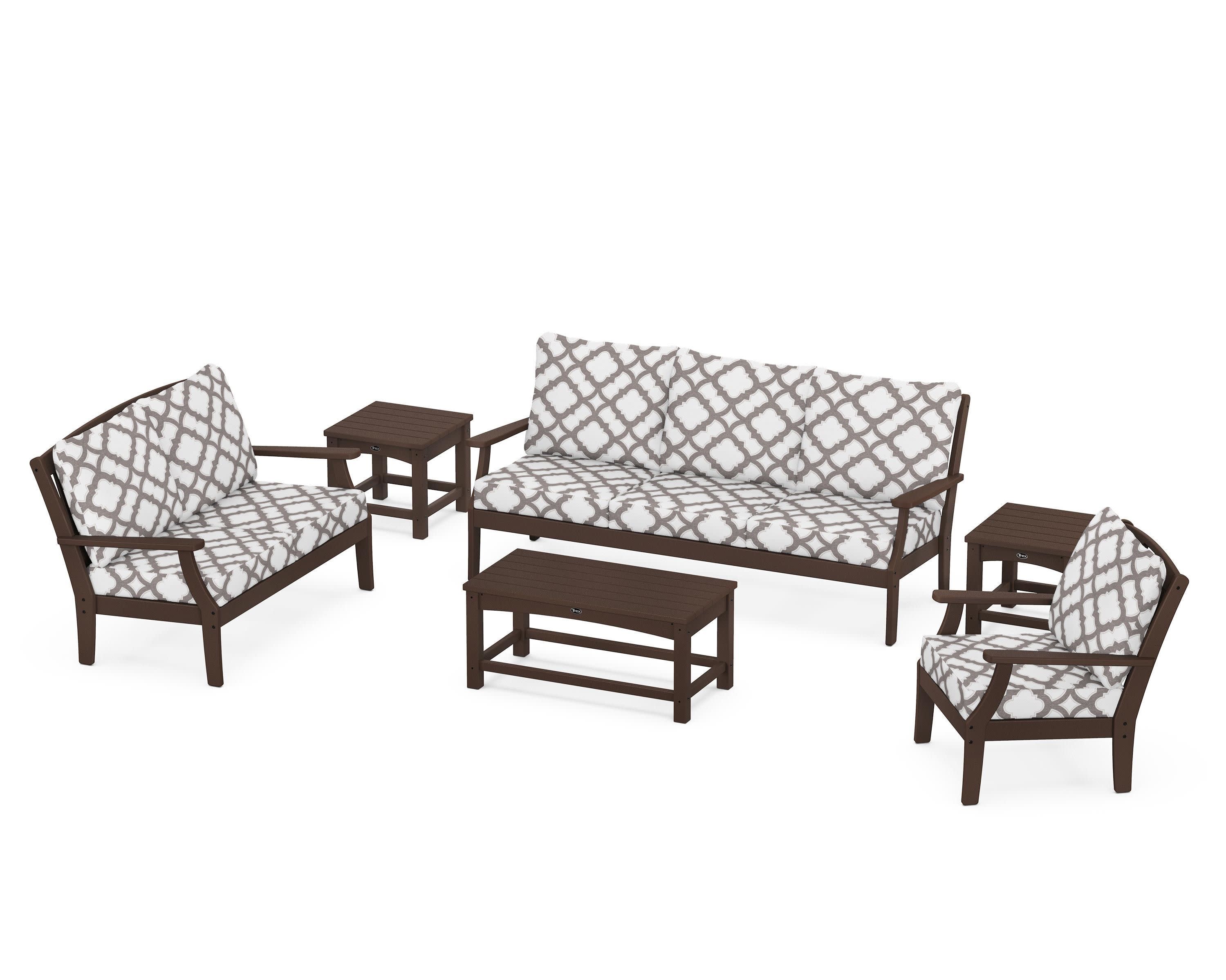 Yacht Club 6-Piece Deep Seating Set in Vintage Lantern / Trellis Grey Mist
