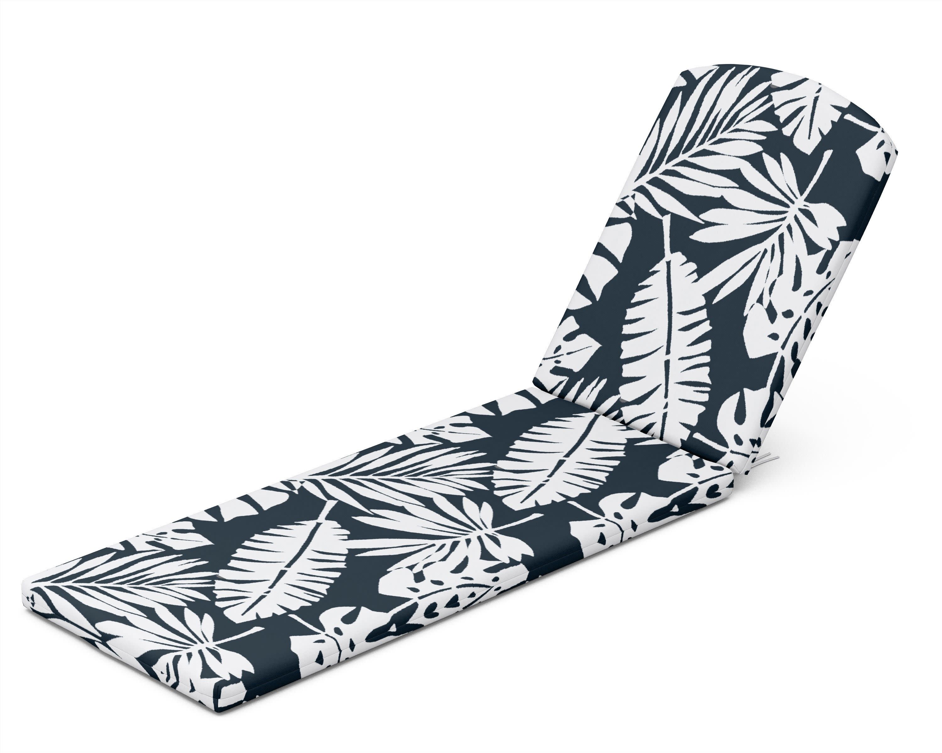 Chaise Cushion - 77"D x 21.25"W x 2.5"H in Leaf Marine Indigo