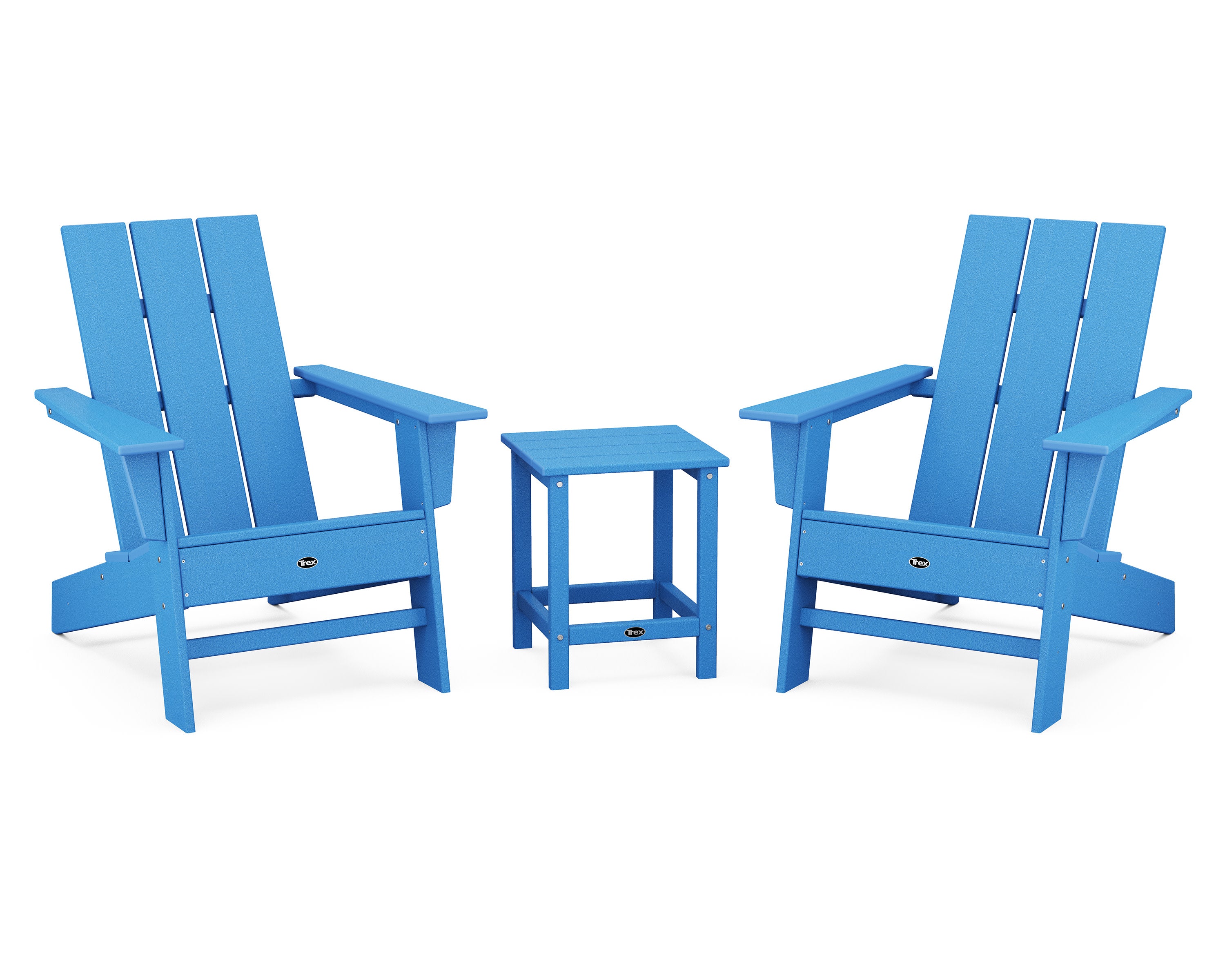 Eastport 3-Piece Modern Adirondack Set in Pacific Blue