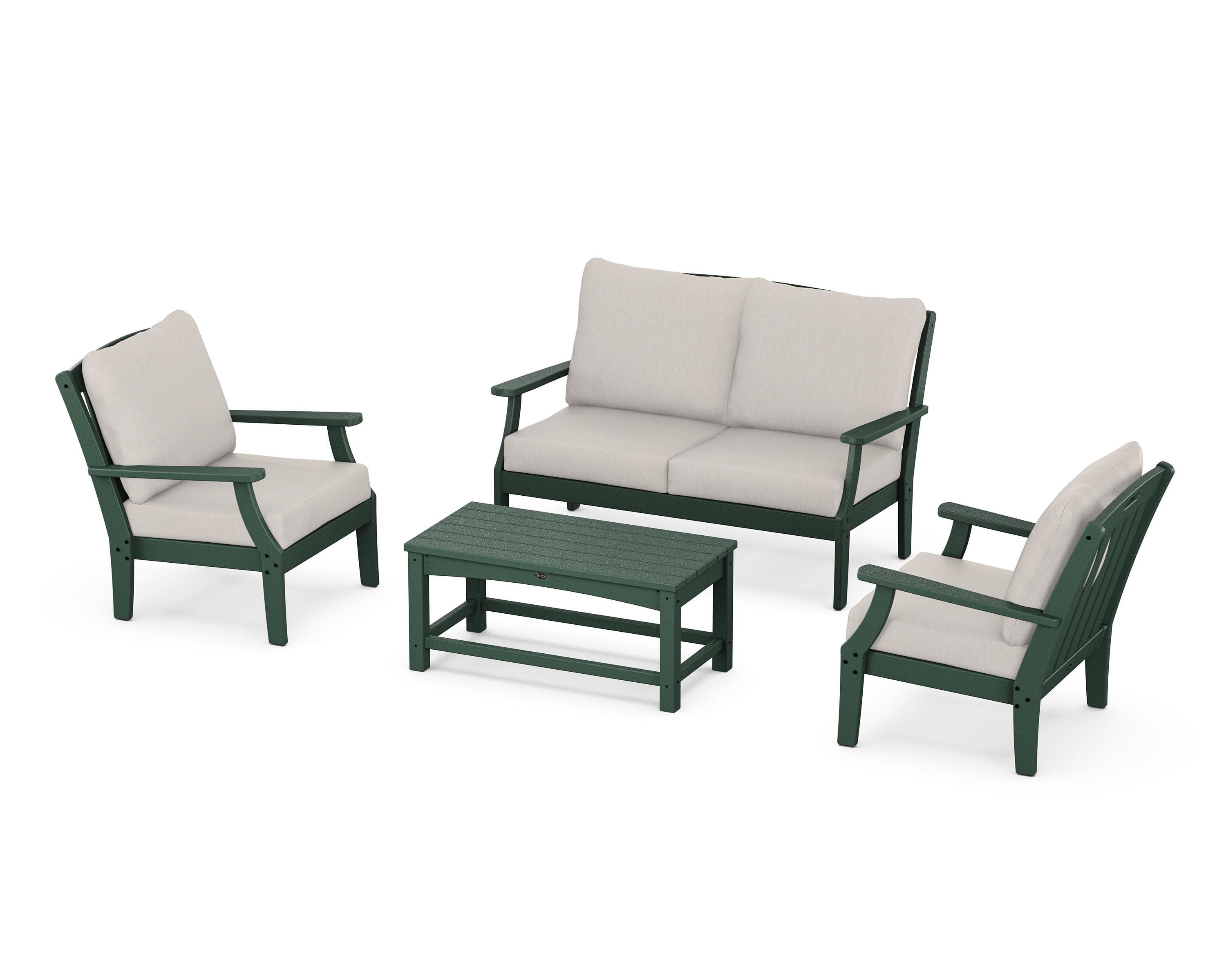 Yacht Club 4-Piece Deep Seating Chair Set in Rainforest Canopy / Cast Ash
