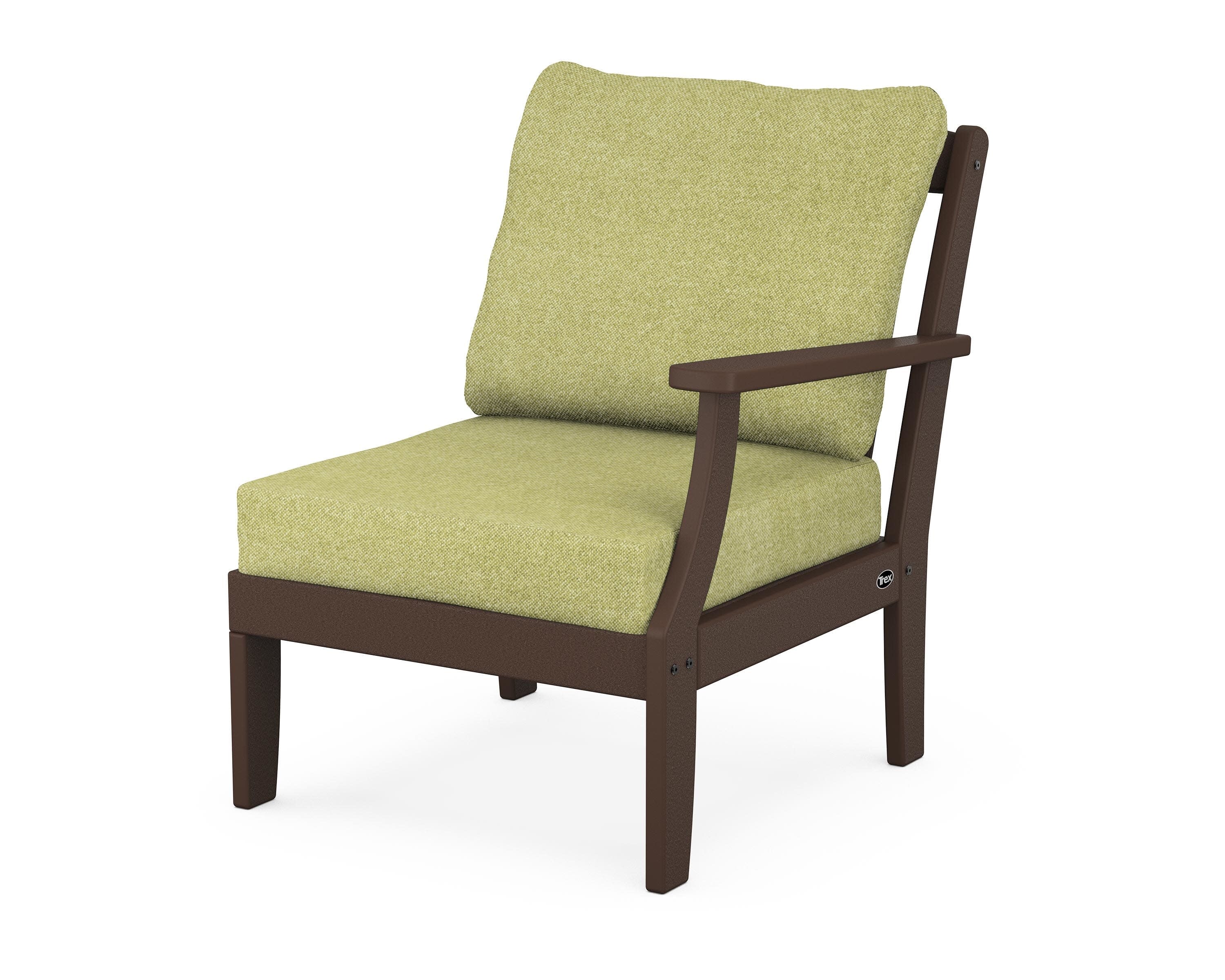 Yacht Club Modular Right Arm Chair in Vintage Lantern / Chartreuse Boucle