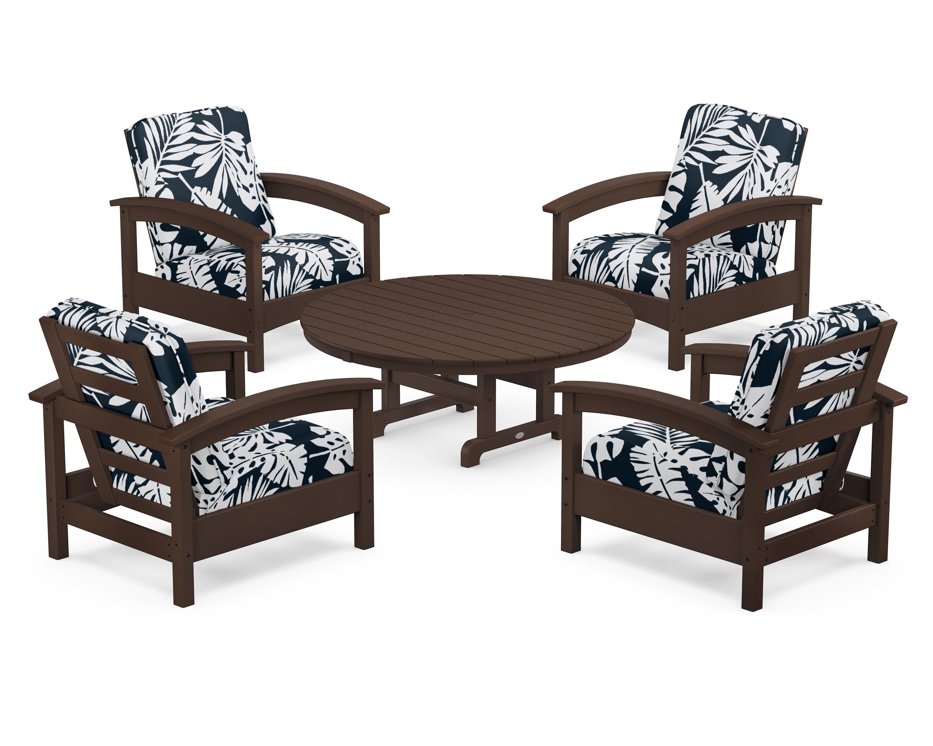 Rockport 5-Piece Deep Seating Set in Vintage Lantern / Leaf Marine Indigo