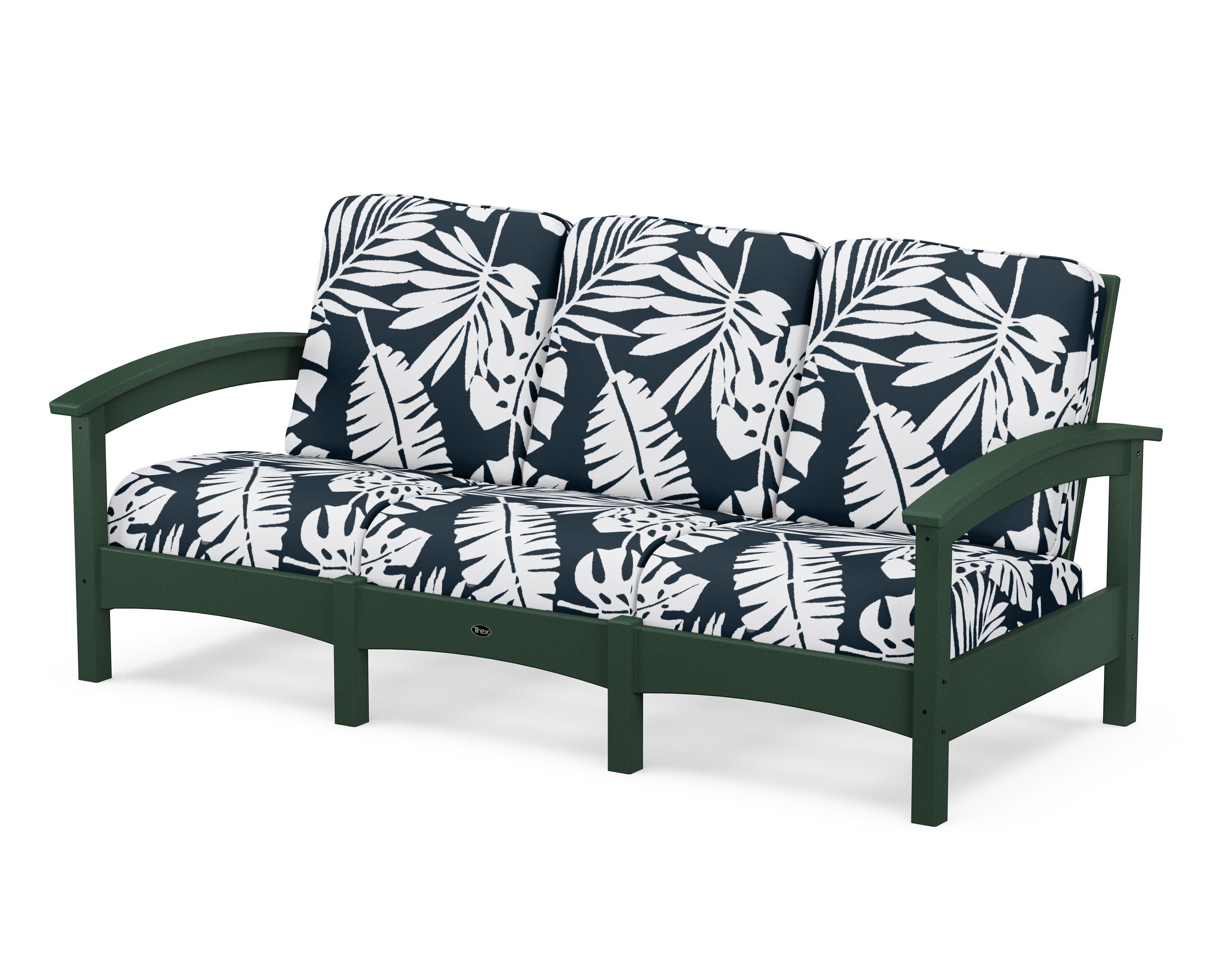 Rockport Club Sofa in Rainforest Canopy / Leaf Marine Indigo