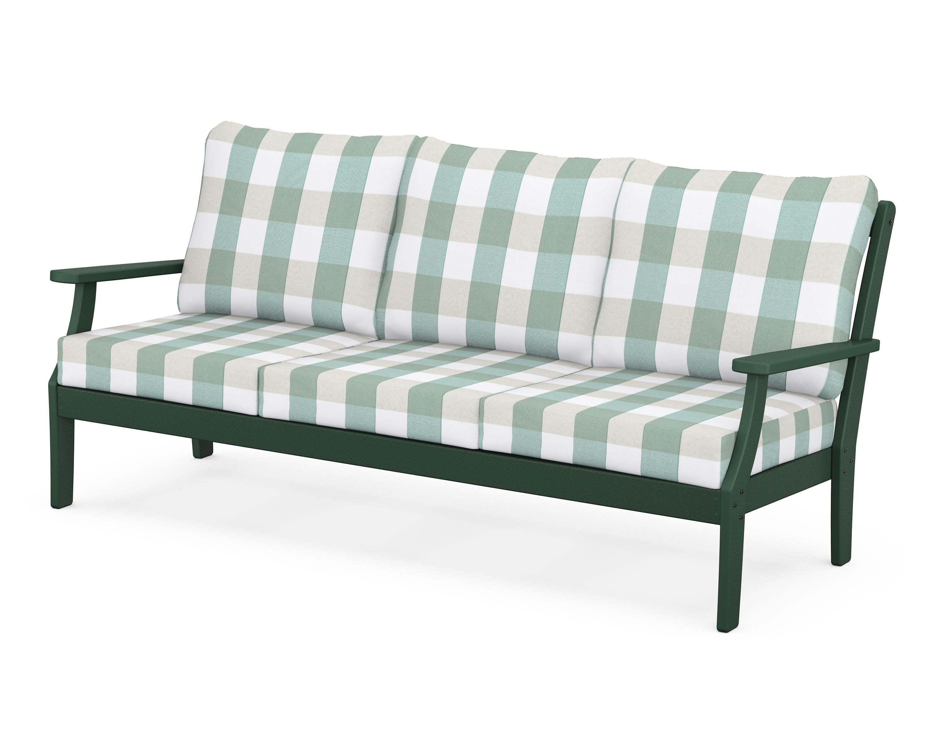 Yacht Club Deep Seating Sofa in Rainforest Canopy / Buffalo Plaid Glacier Spa
