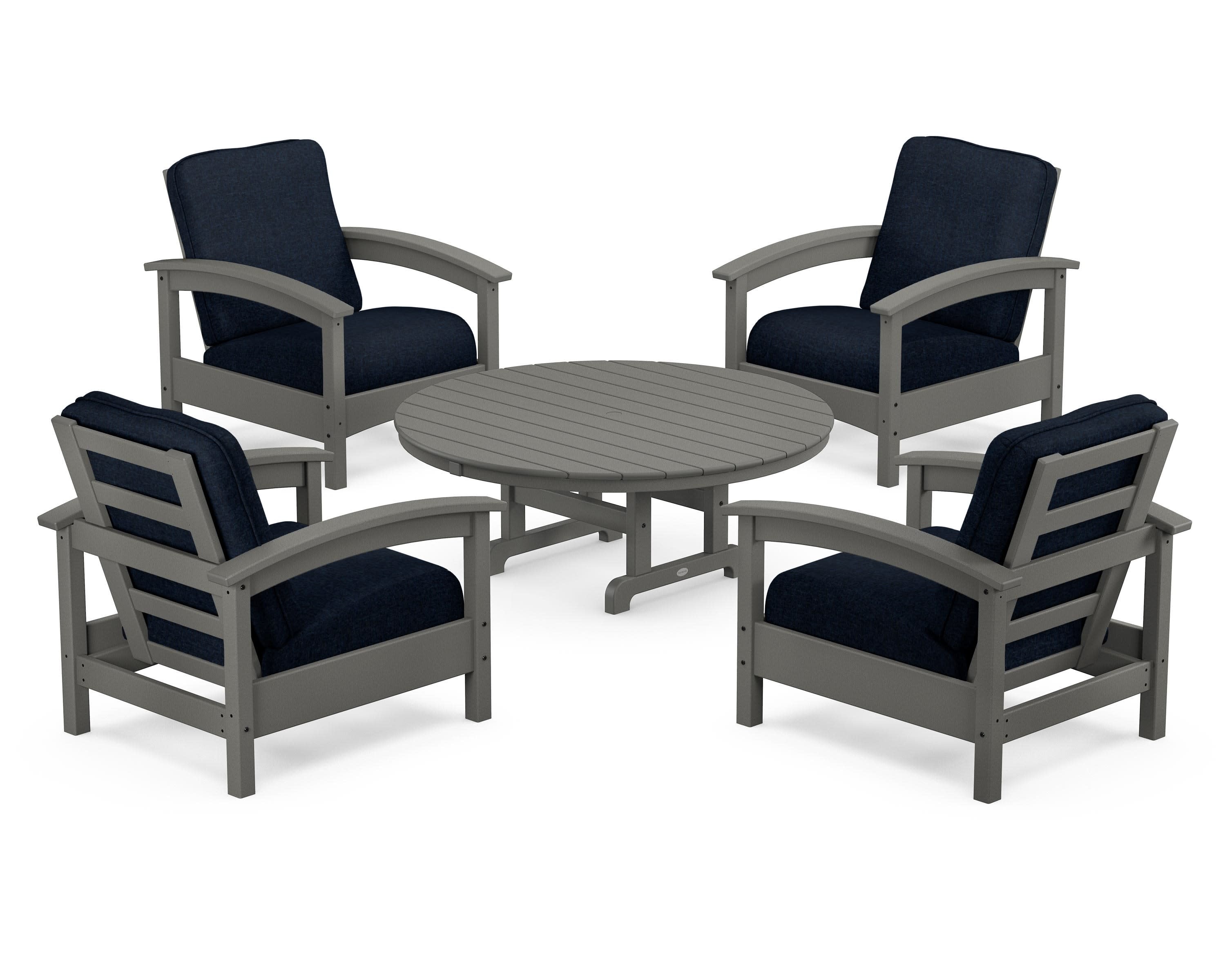 Rockport 5-Piece Deep Seating Set in Stepping Stone / Marine Indigo