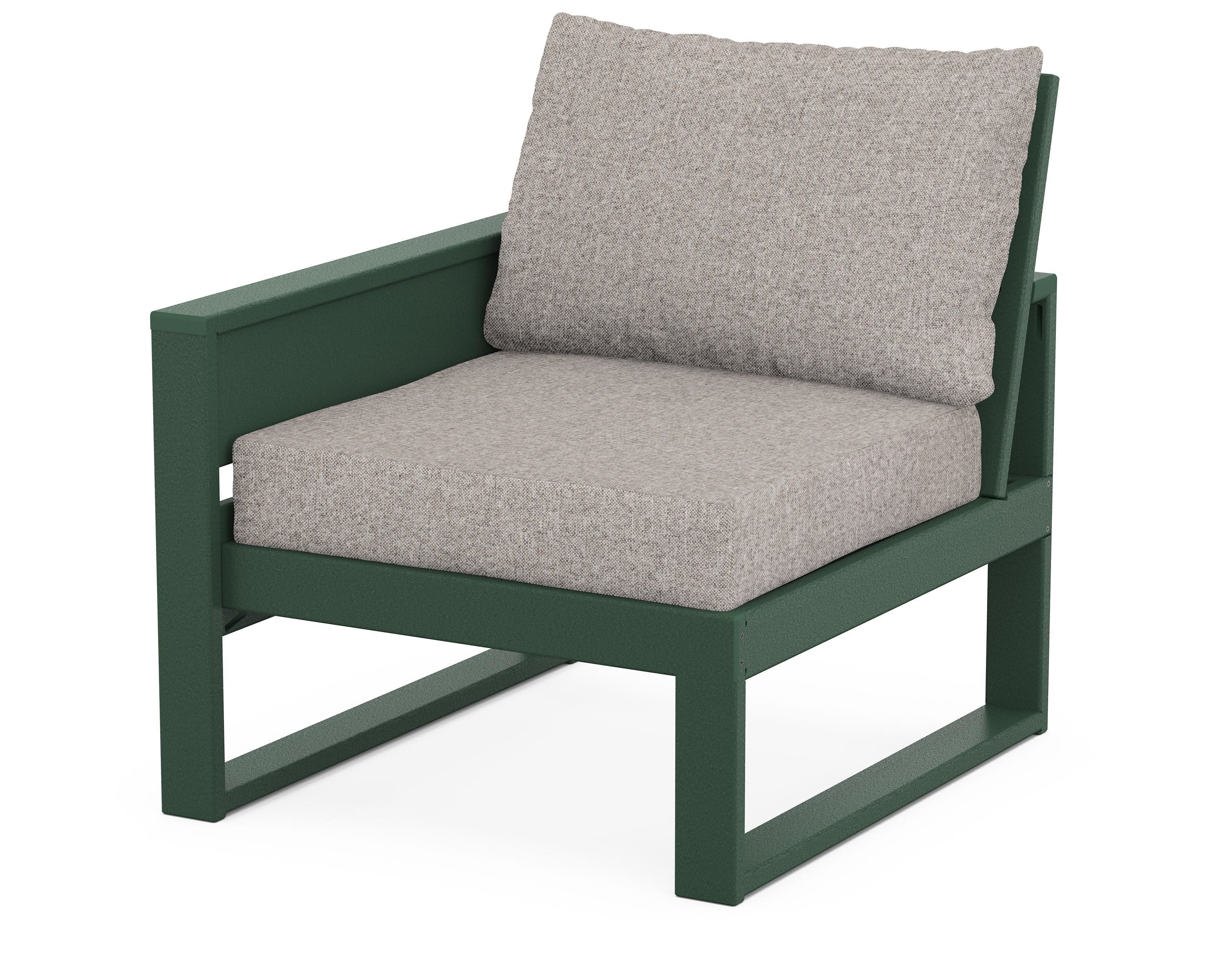Eastport Modular Left Arm Chair in Rainforest Canopy / Weathered Tweed