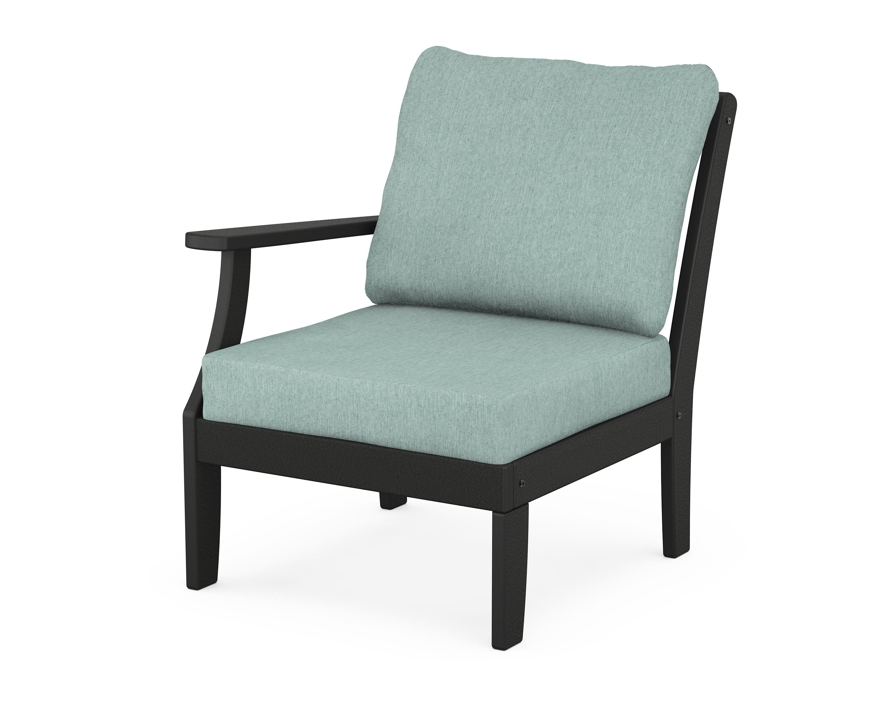 Yacht Club Modular Left Arm Chair in Charcoal Black / Glacier Spa