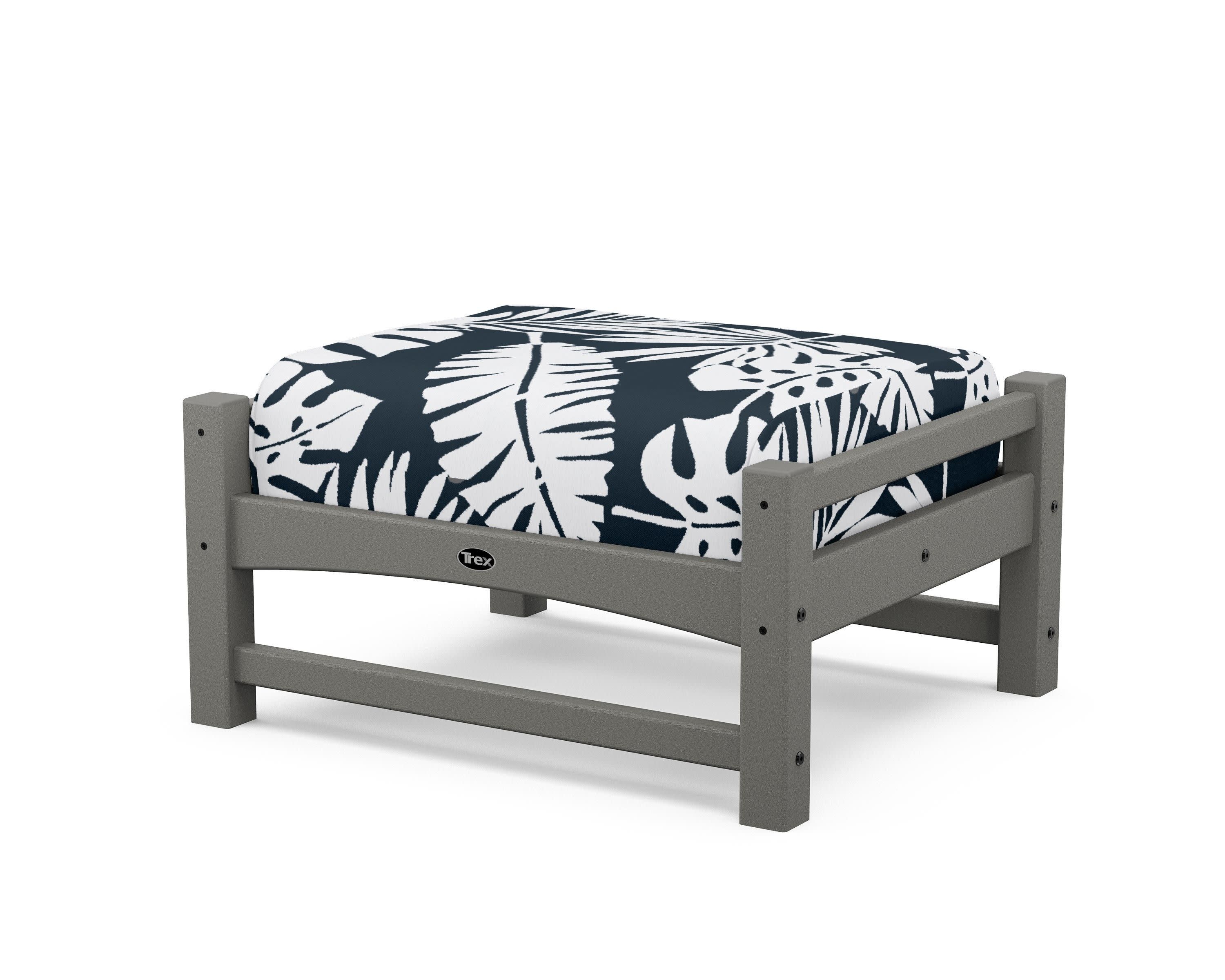 Rockport Club Ottoman in Stepping Stone / Leaf Marine Indigo