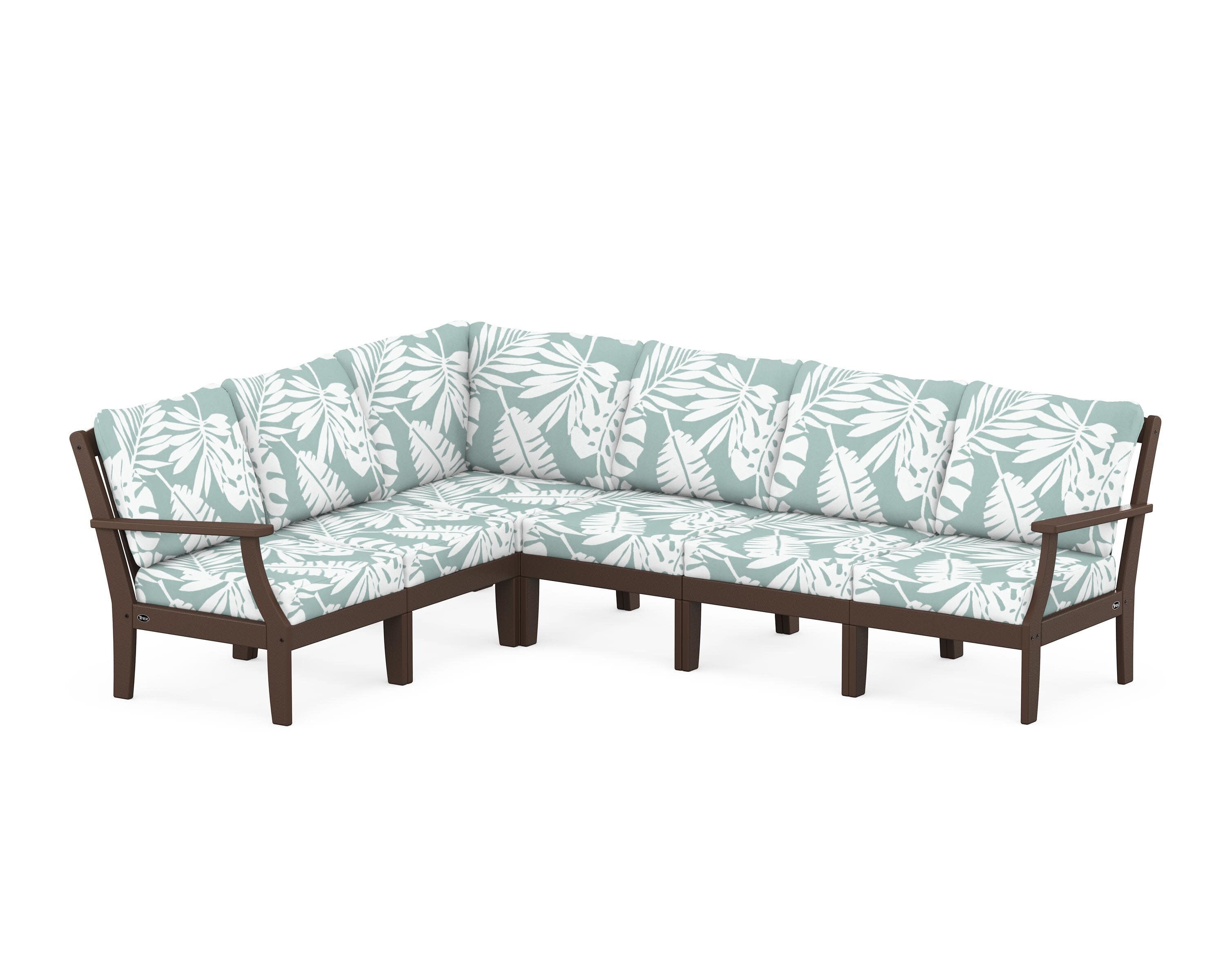 Yacht Club Modular 6-Piece Deep Seating Set in Vintage Lantern / Leaf Glacier Spa