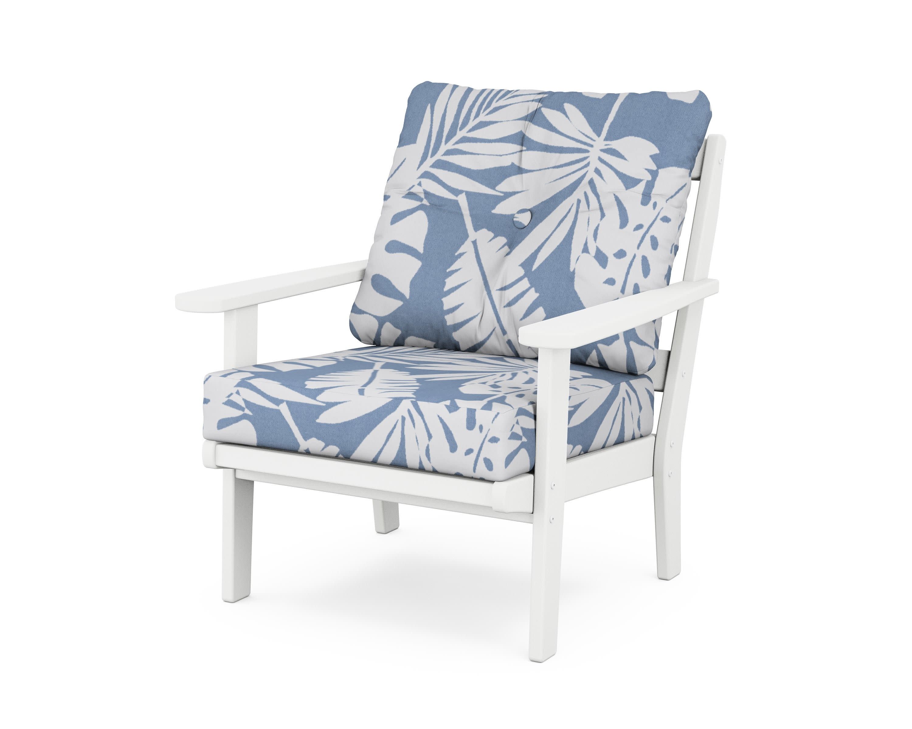 Cape Cod Deep Seating Chair in Classic White / Leaf Sky Blue