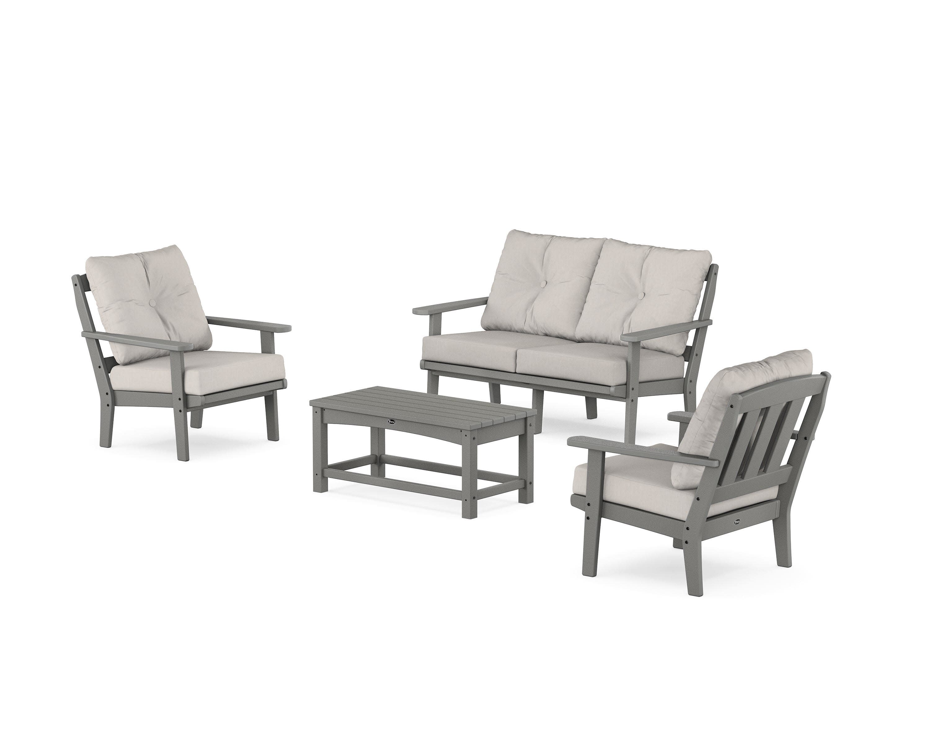 Cape Cod 4-Piece Deep Seating Set with Loveseat in Stepping Stone / Cast Ash