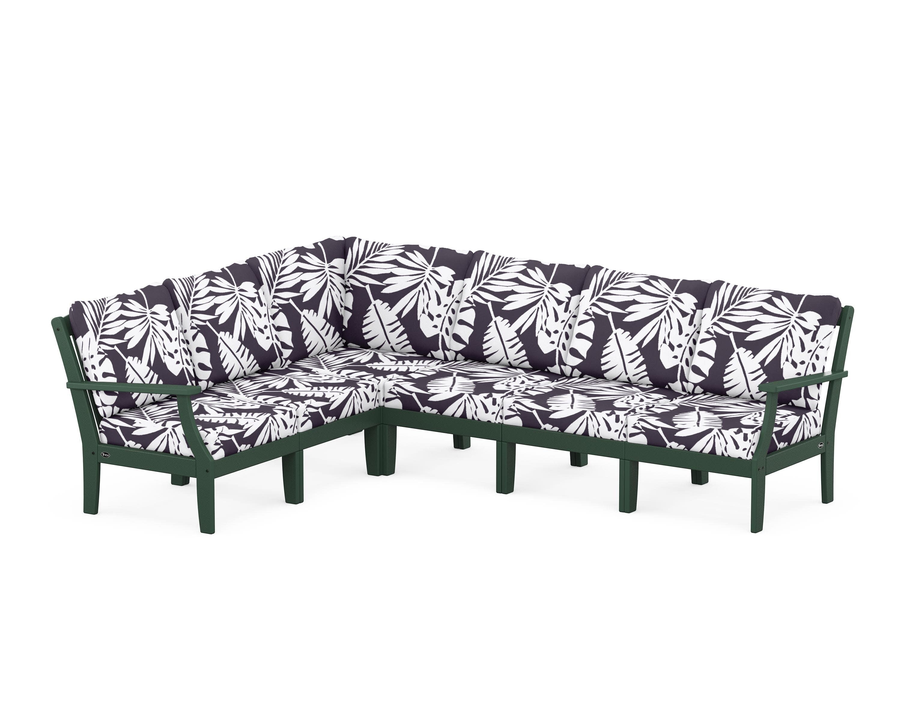 Yacht Club Modular 6-Piece Deep Seating Set in Rainforest Canopy / Leaf Navy