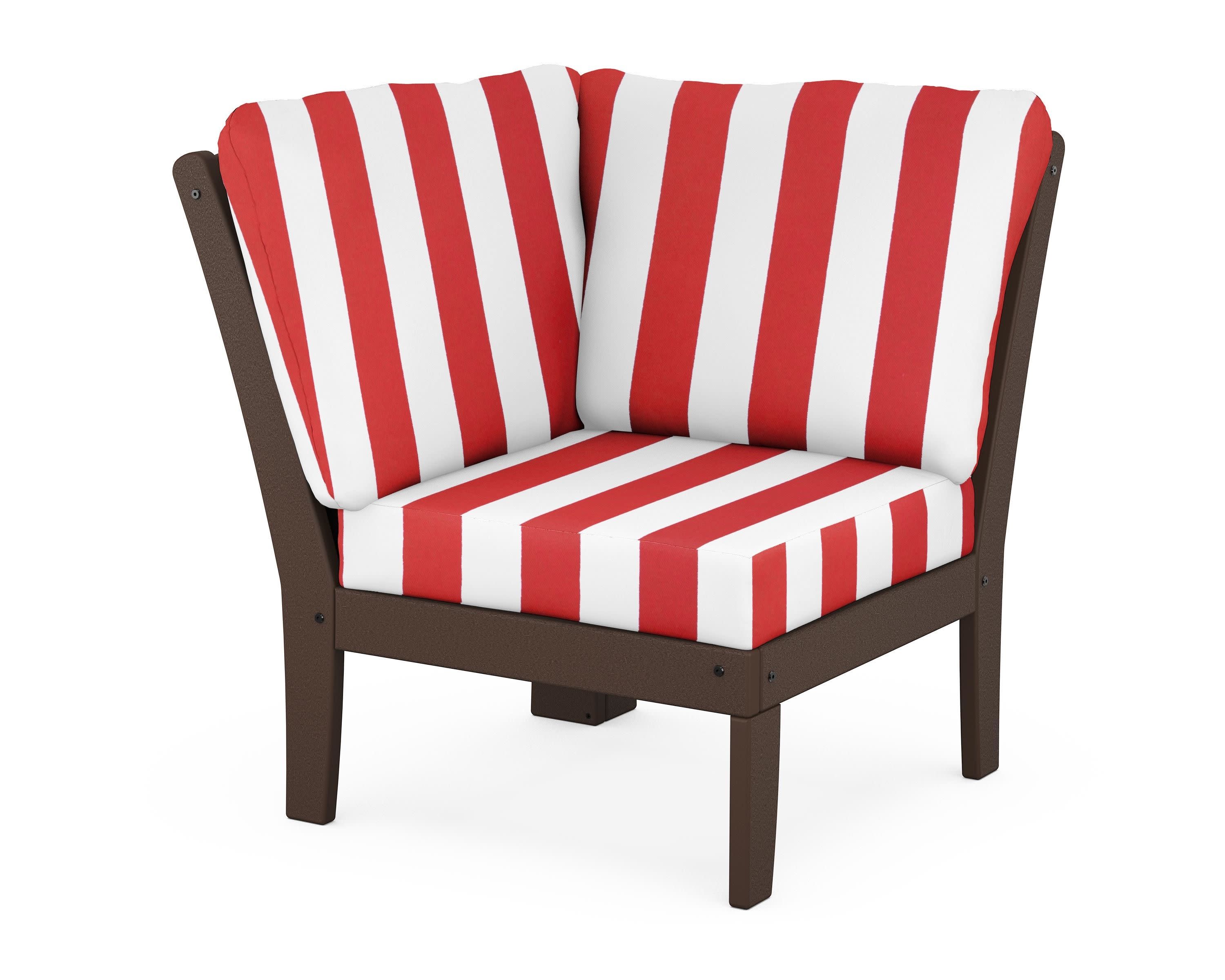 Yacht Club Modular Corner Chair in Vintage Lantern / Cabana Stripe Crimson