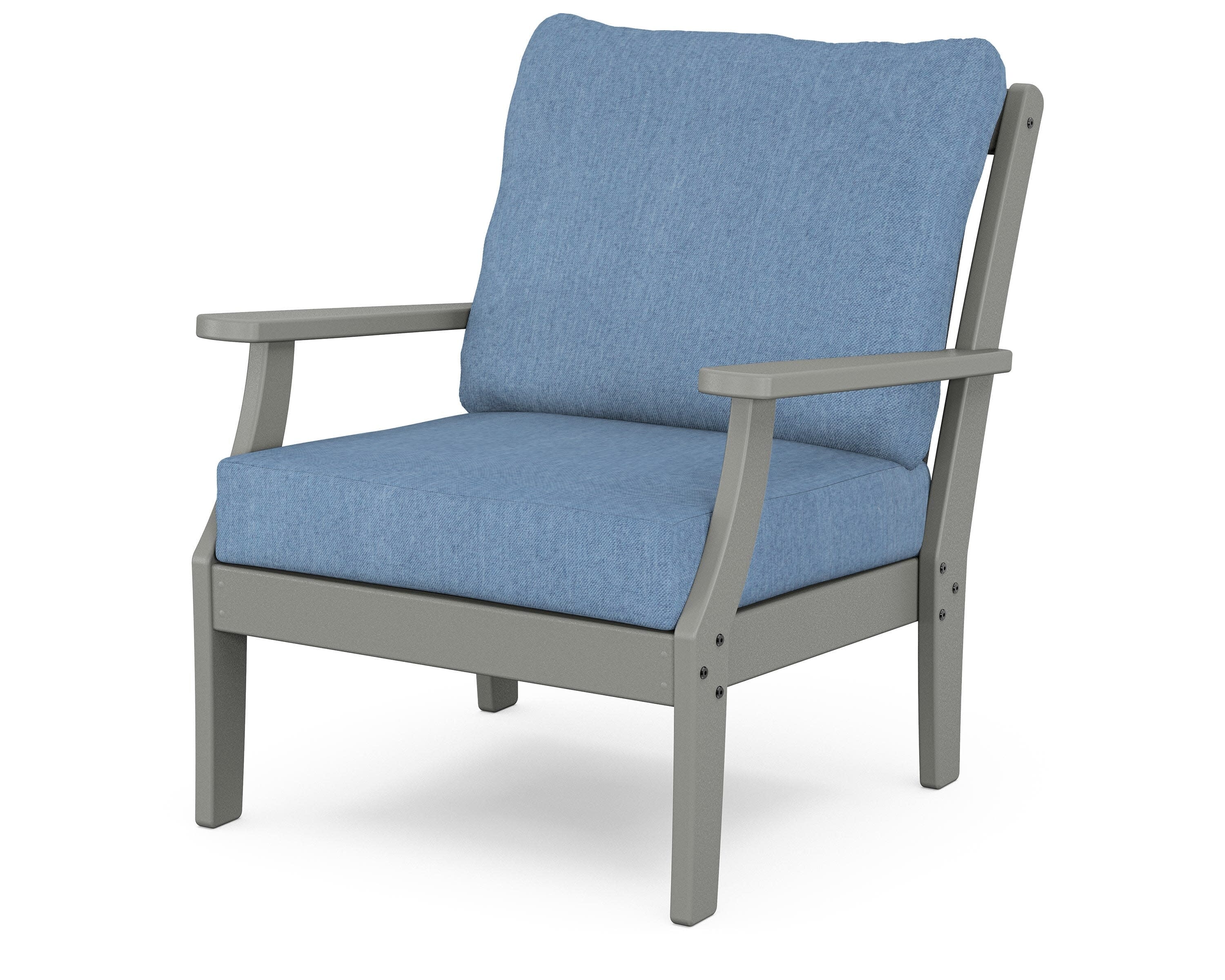 Yacht Club Deep Seating Chair in Stepping Stone / Sky Blue