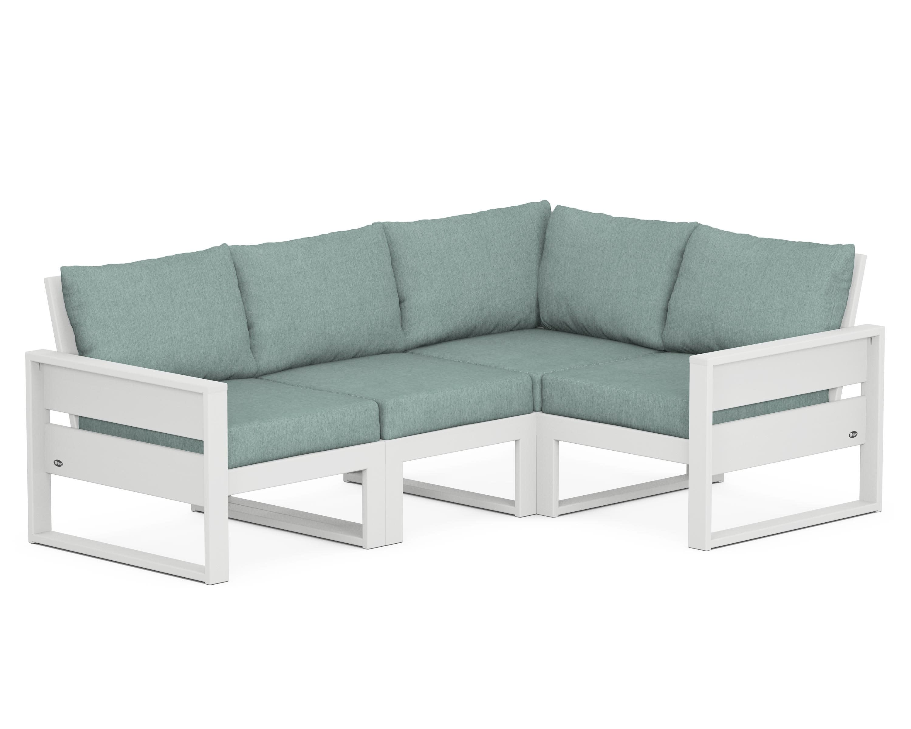Eastport 4- Piece Sectional in Classic White / Glacier Spa
