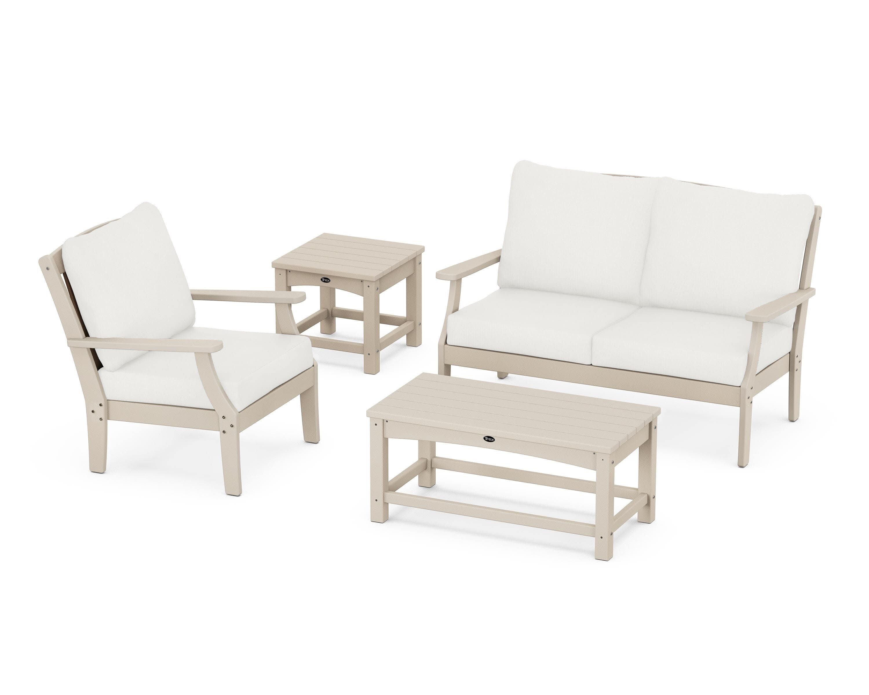 Yacht Club 4-Piece Deep Seating Set in Sand Castle / Natural Linen
