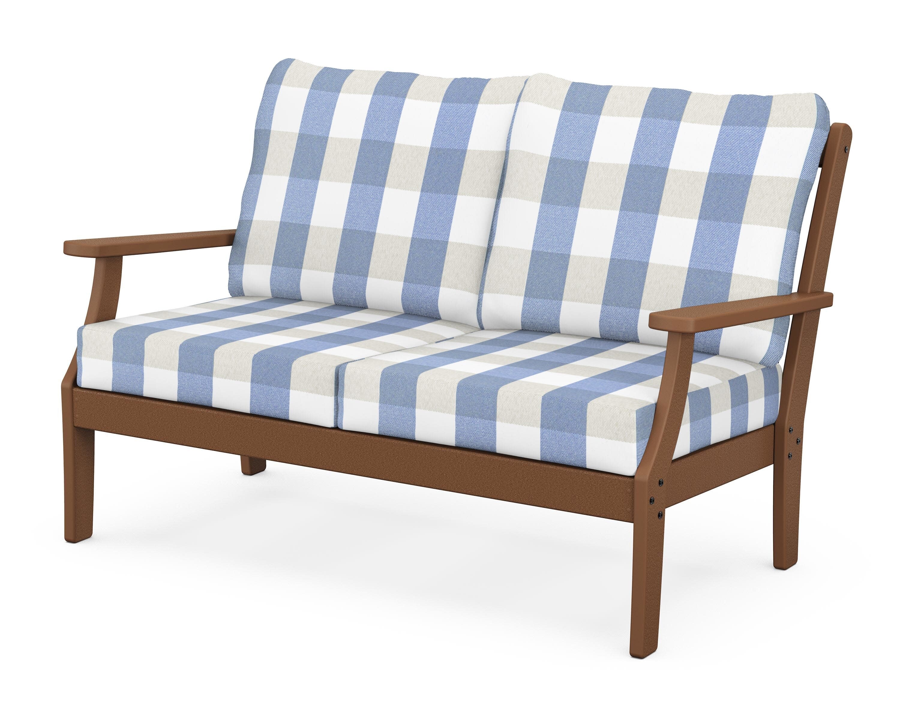 Yacht Club Deep Seating Loveseat in Tree House / Buffalo Plaid Sky Blue