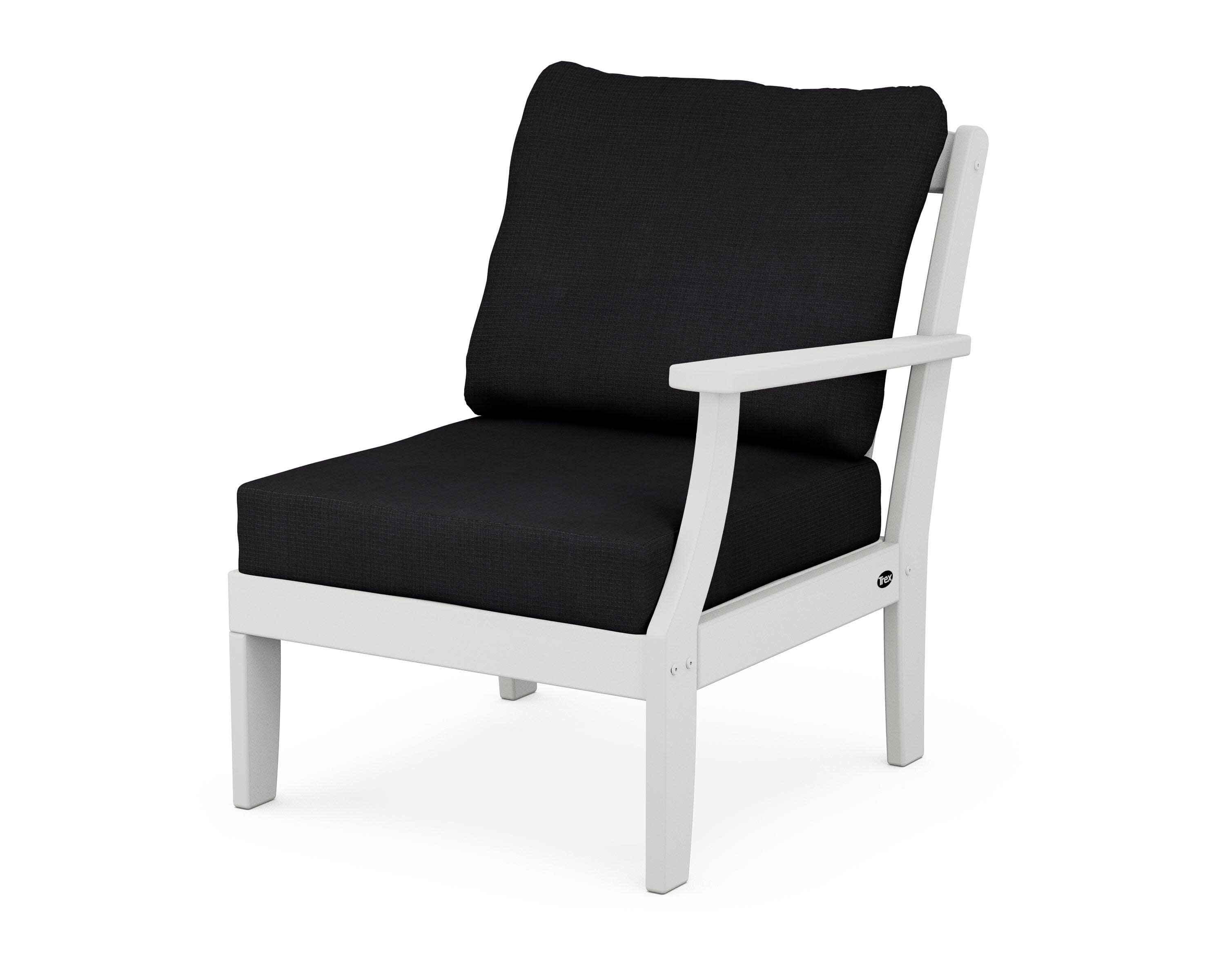 Yacht Club Modular Right Arm Chair in Classic White / Midnight Linen
