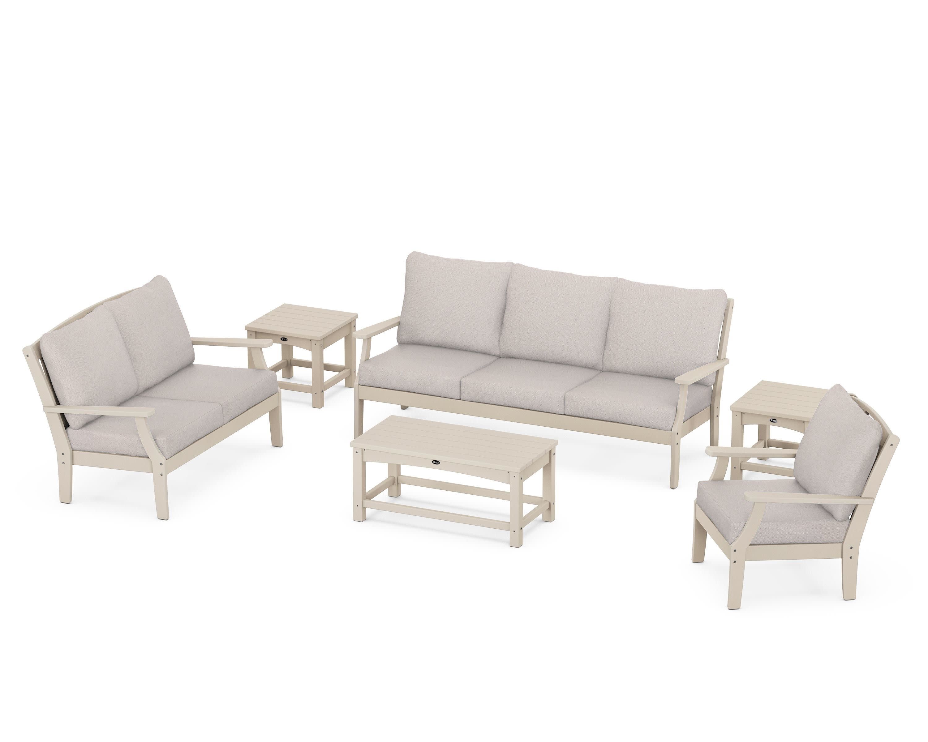Yacht Club 6-Piece Deep Seating Set in Sand Castle / Dune Burlap
