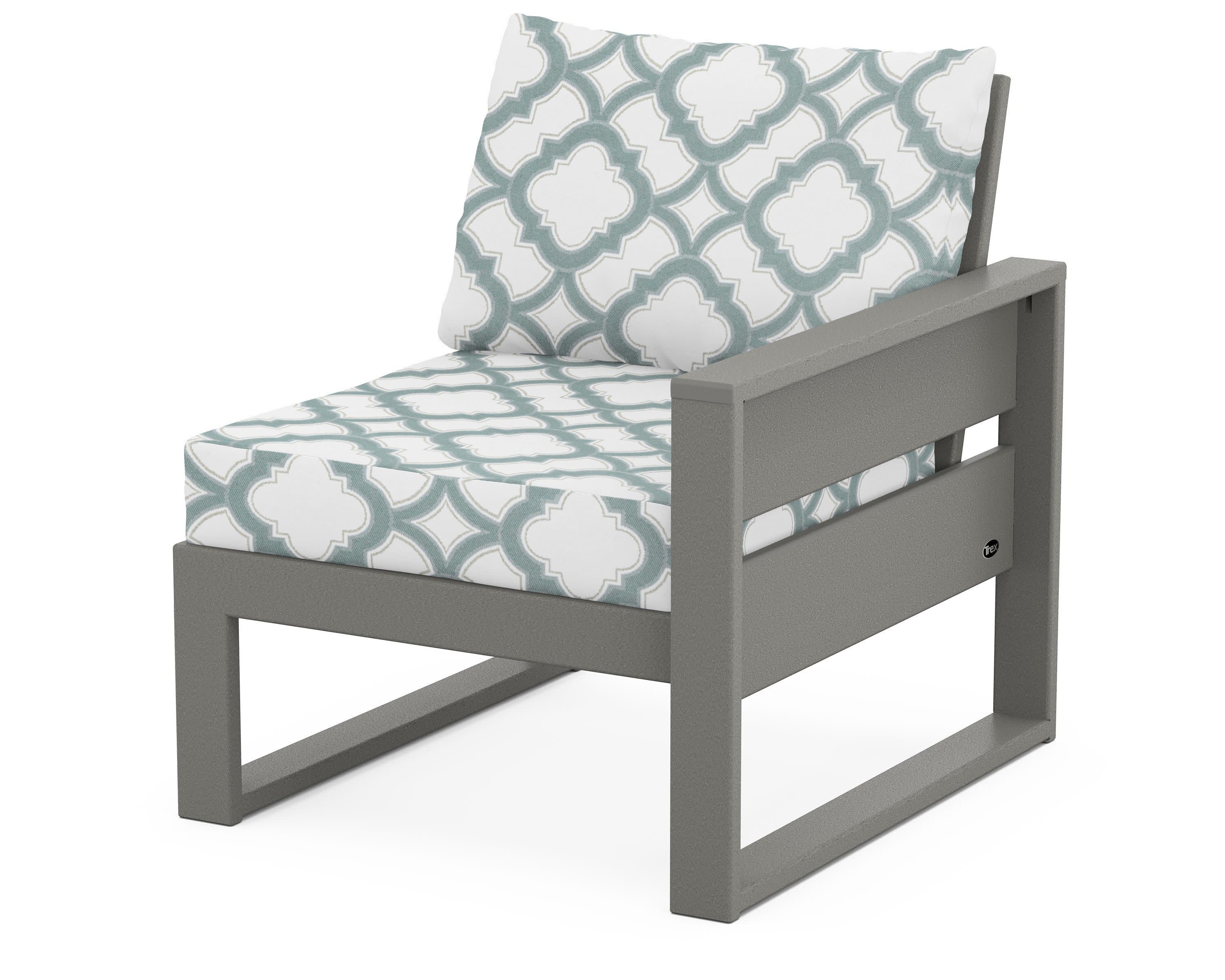 Eastport Modular Right Arm Chair in Stepping Stone / Trellis Glacier Spa