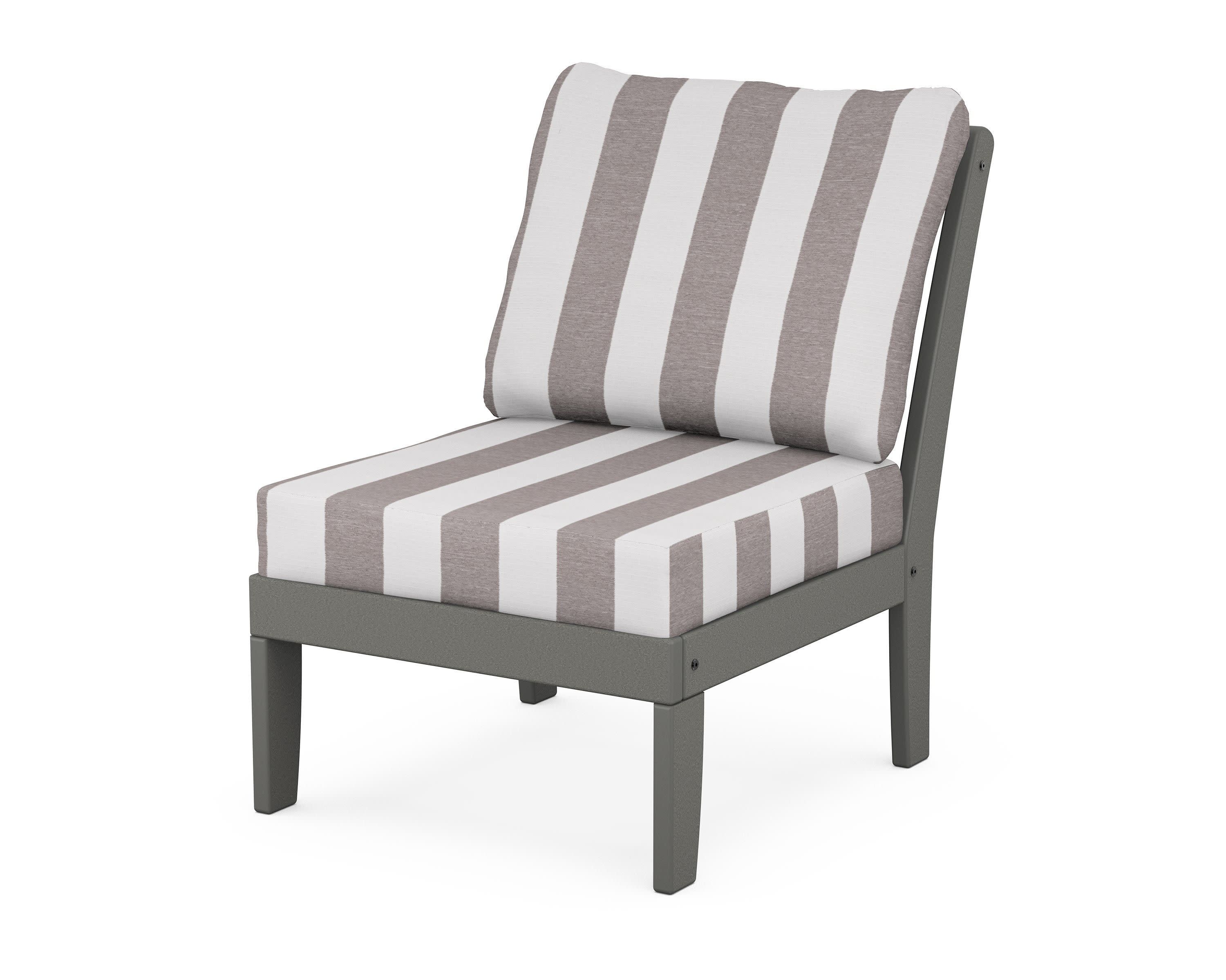 Yacht Club Modular Armless Chair in Stepping Stone / Cabana Stripe Grey Mist