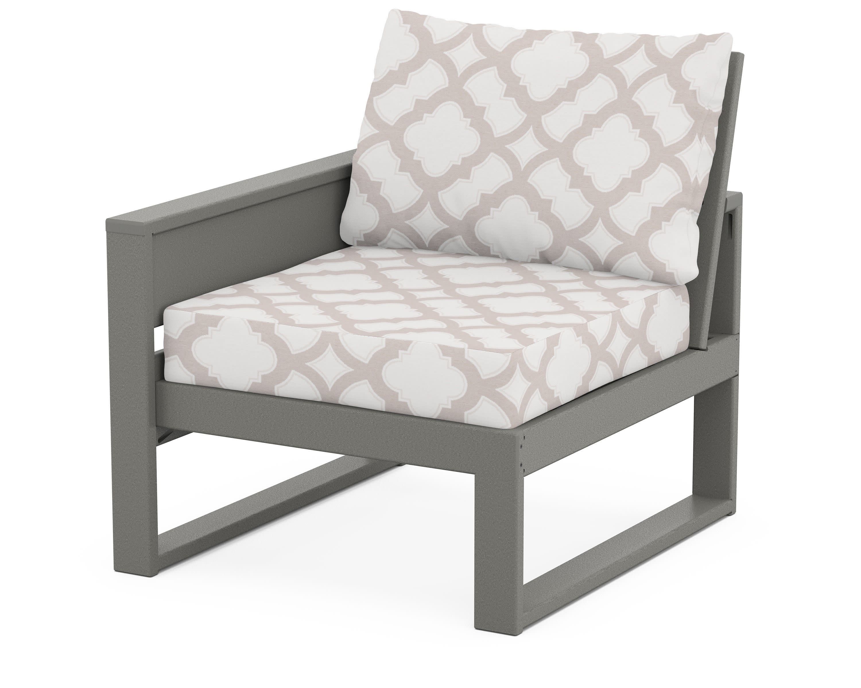 Eastport Modular Left Arm Chair in Stepping Stone / Trellis Dune Burlap