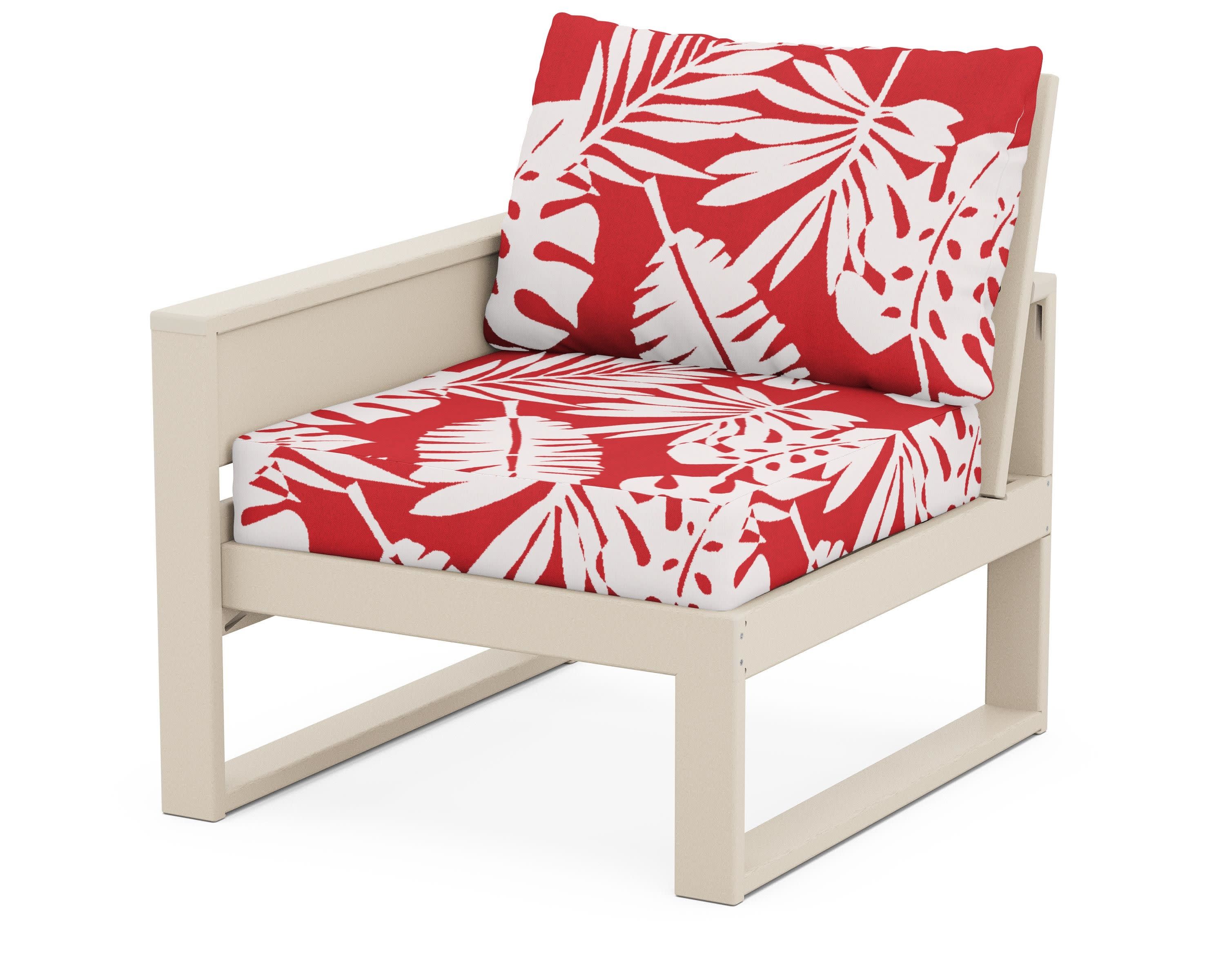 Eastport Modular Left Arm Chair in Sand Castle / Leaf Crimson