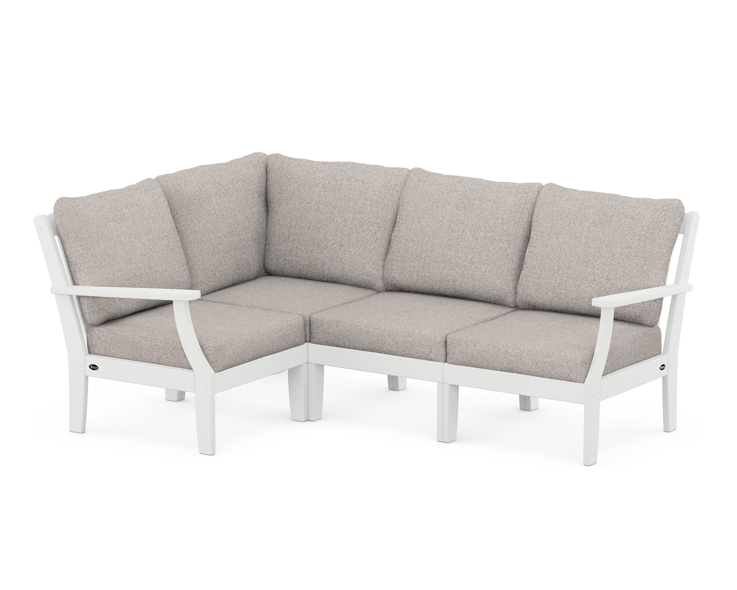 Yacht Club Modular 4-Piece Deep Seating Set in Classic White / Weathered Tweed