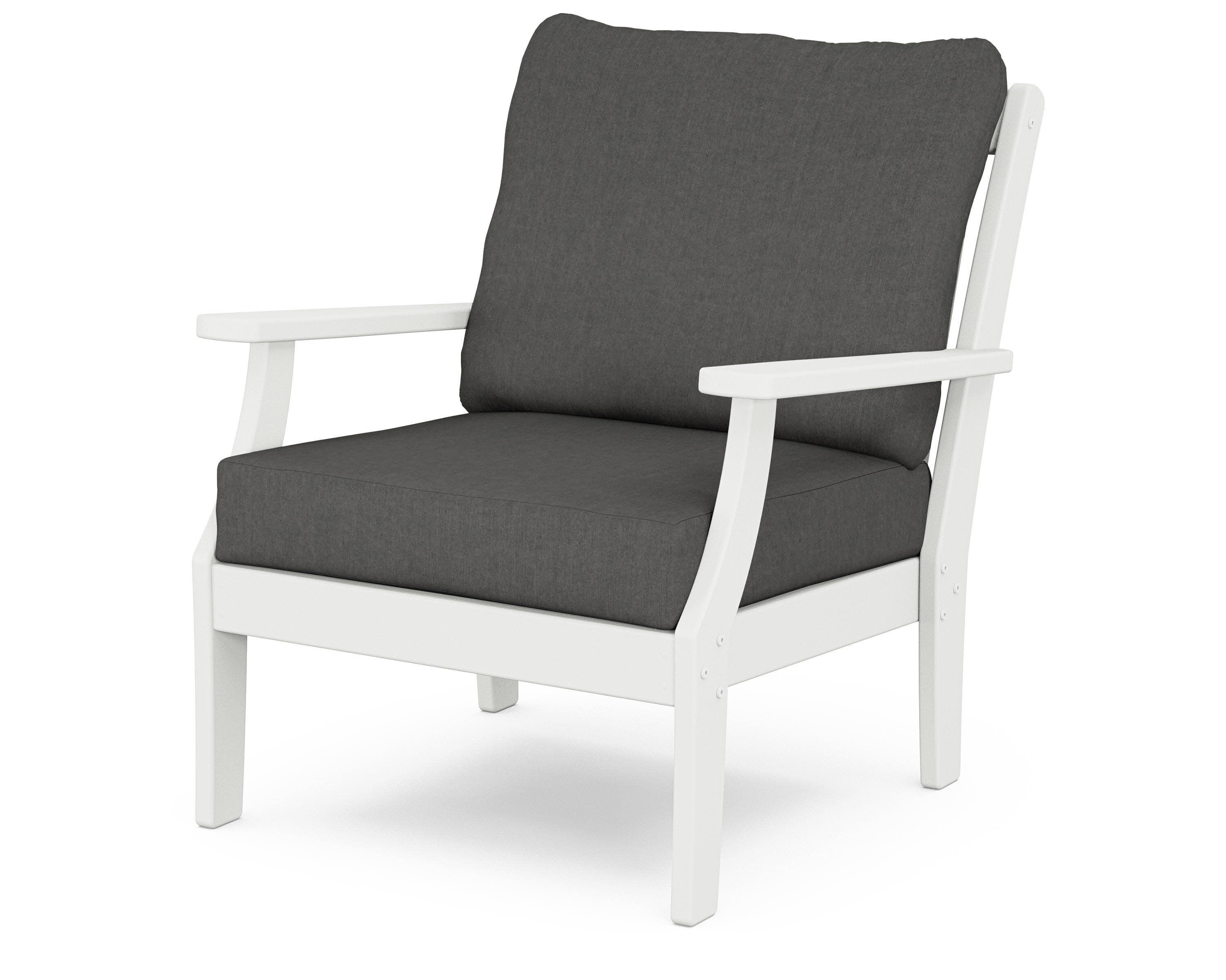 Yacht Club Deep Seating Chair in Classic White / Spectrum Carbon