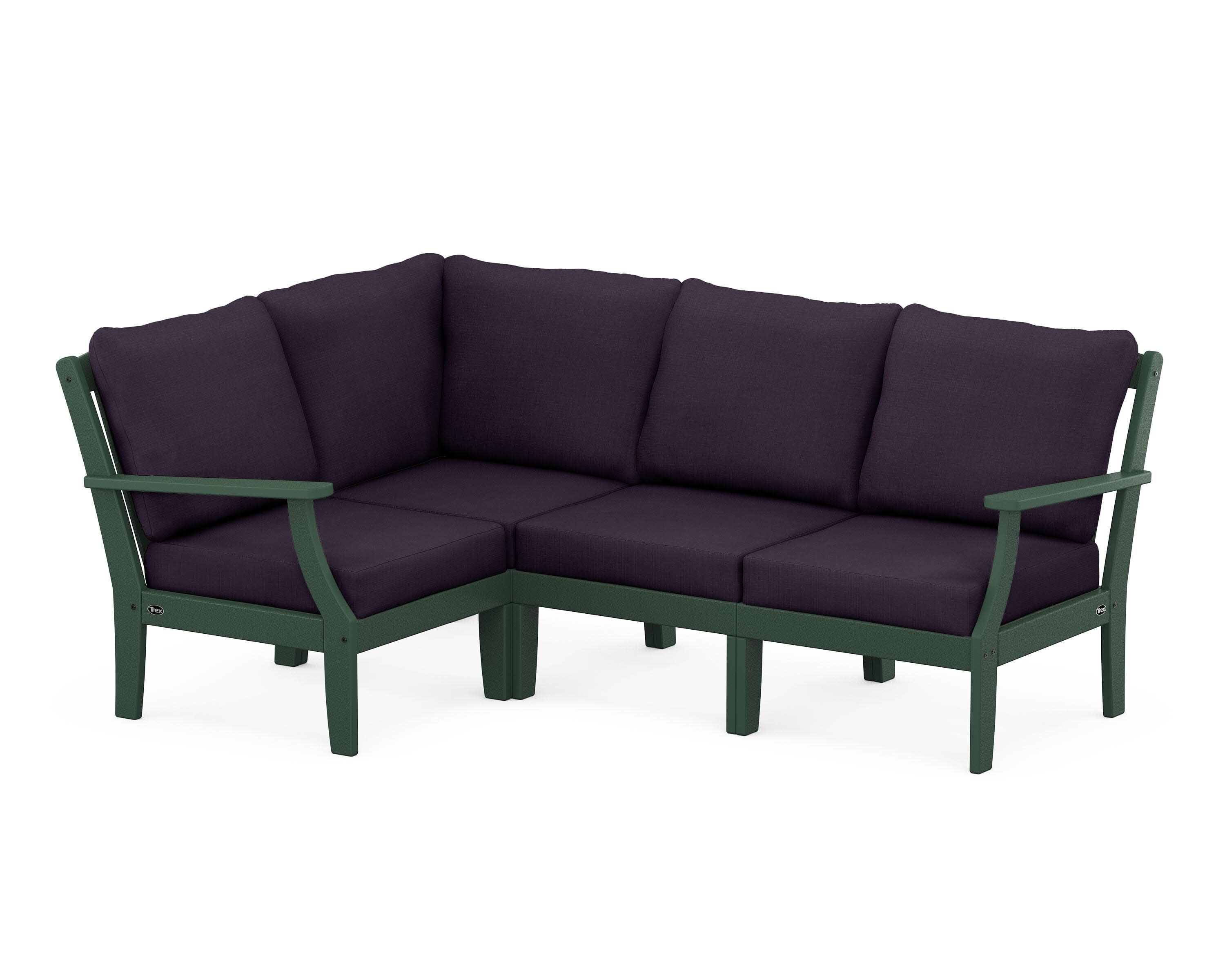 Yacht Club Modular 4-Piece Deep Seating Set in Rainforest Canopy / Navy Linen