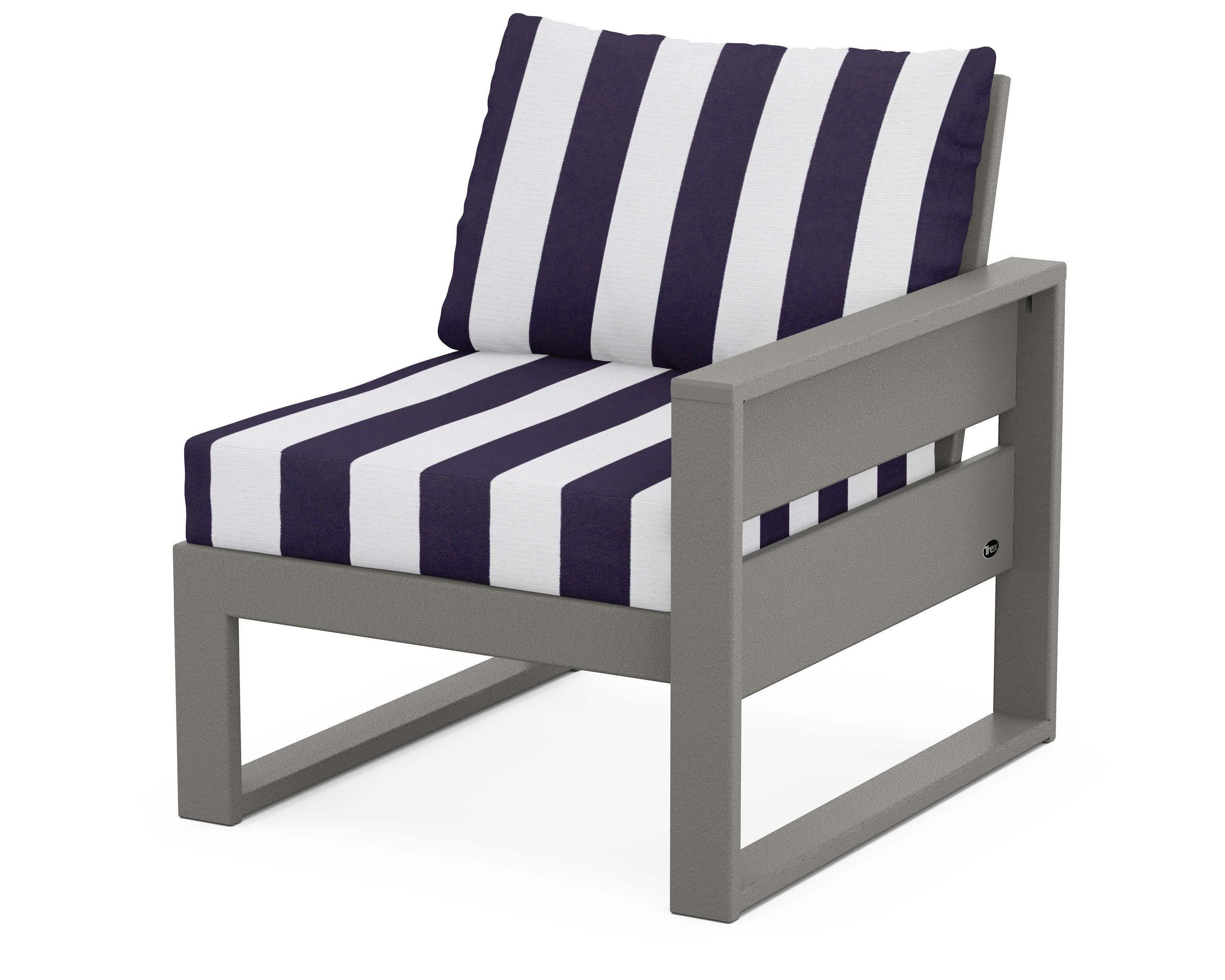 Eastport Modular Right Arm Chair in Stepping Stone / Cabana Stripe Navy
