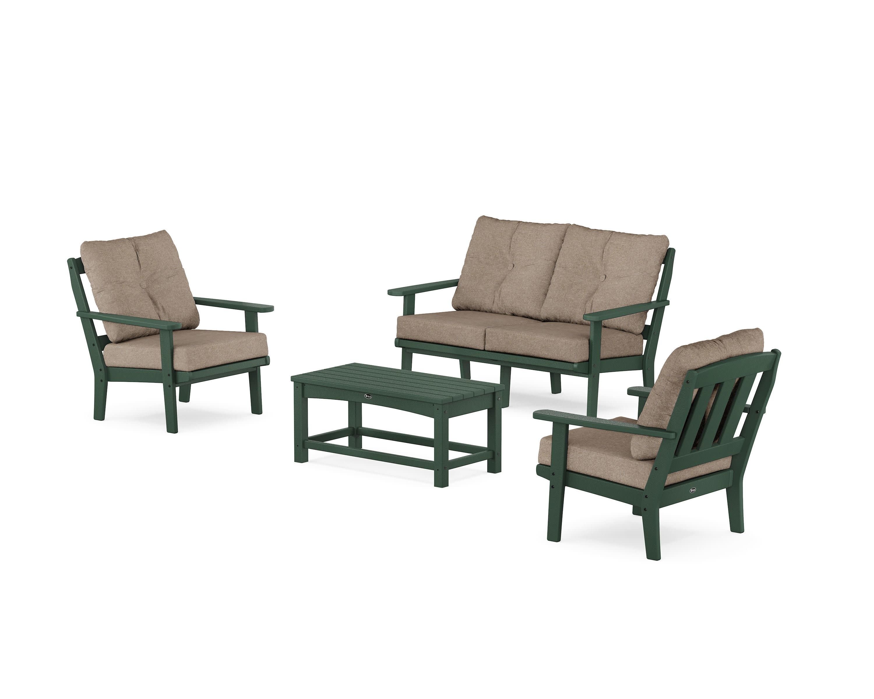 Cape Cod 4-Piece Deep Seating Set with Loveseat in Rainforest Canopy / Spiced Burlap