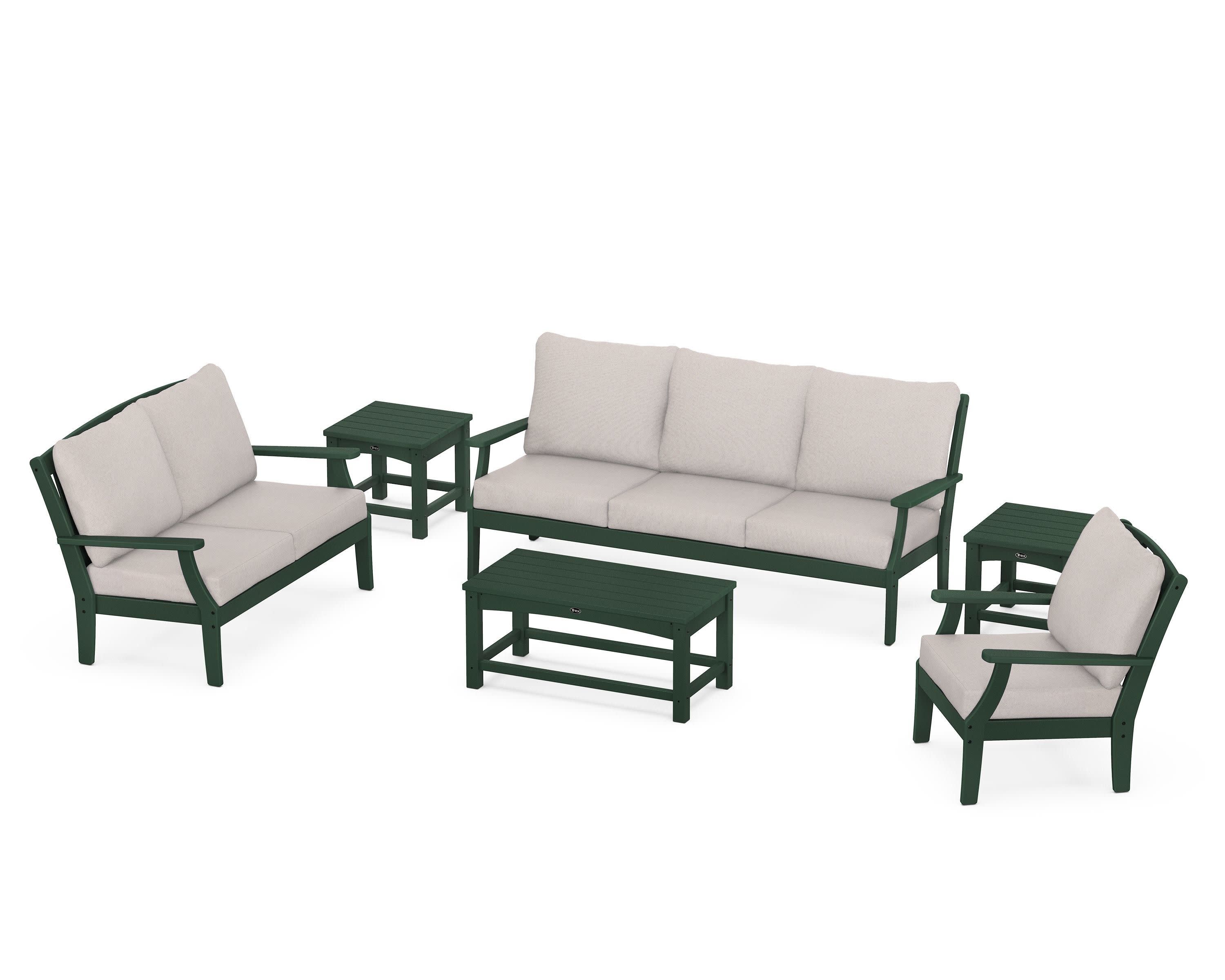 Yacht Club 6-Piece Deep Seating Set in Rainforest Canopy / Dune Burlap