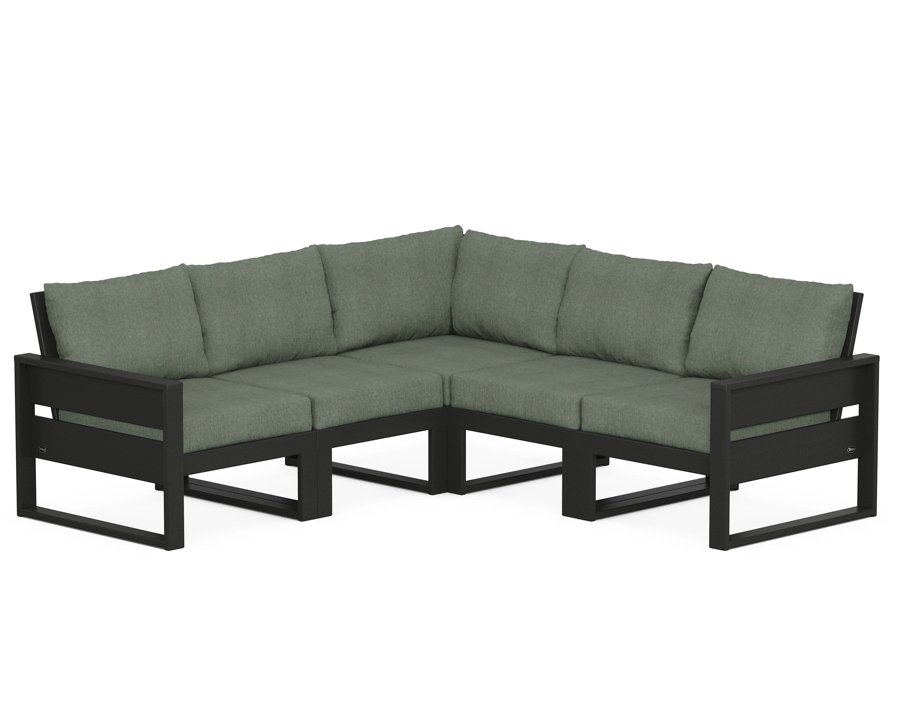 Eastport 5-Piece Sectional in Charcoal Black / Cast Sage