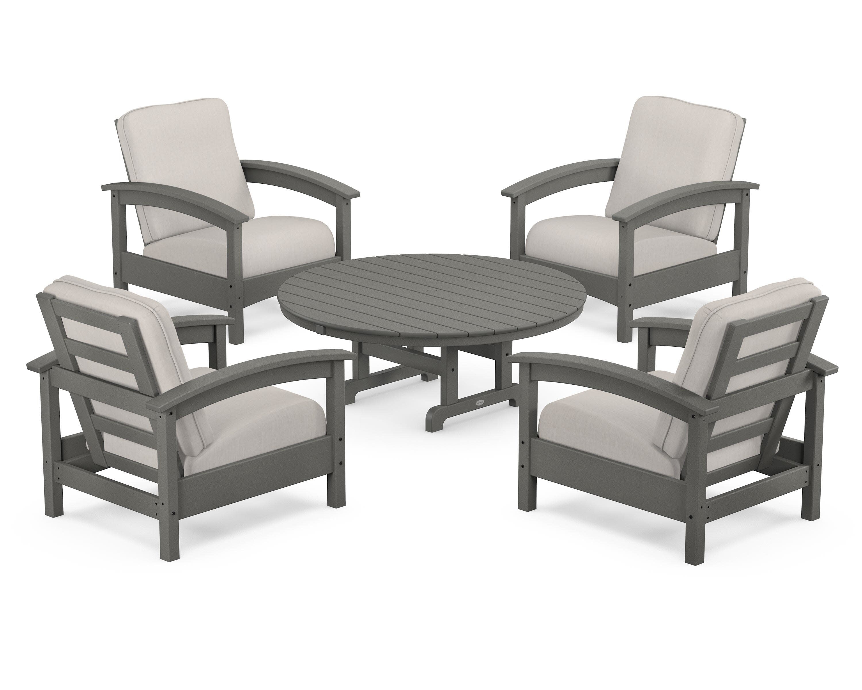 Rockport 5-Piece Deep Seating Set in Stepping Stone / Cast Ash
