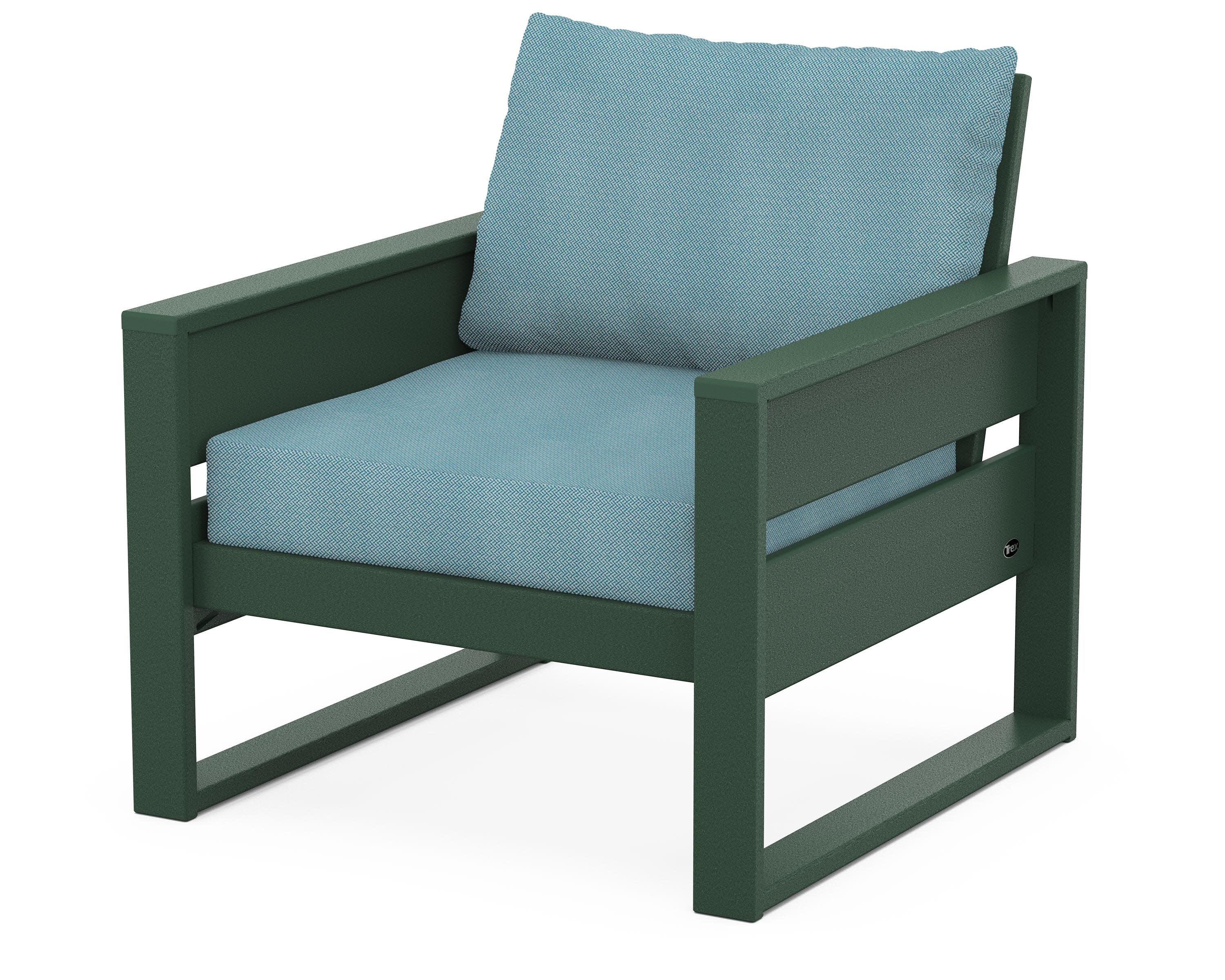 Eastport Club Chair in Rainforest Canopy / Lattice Sky Blue