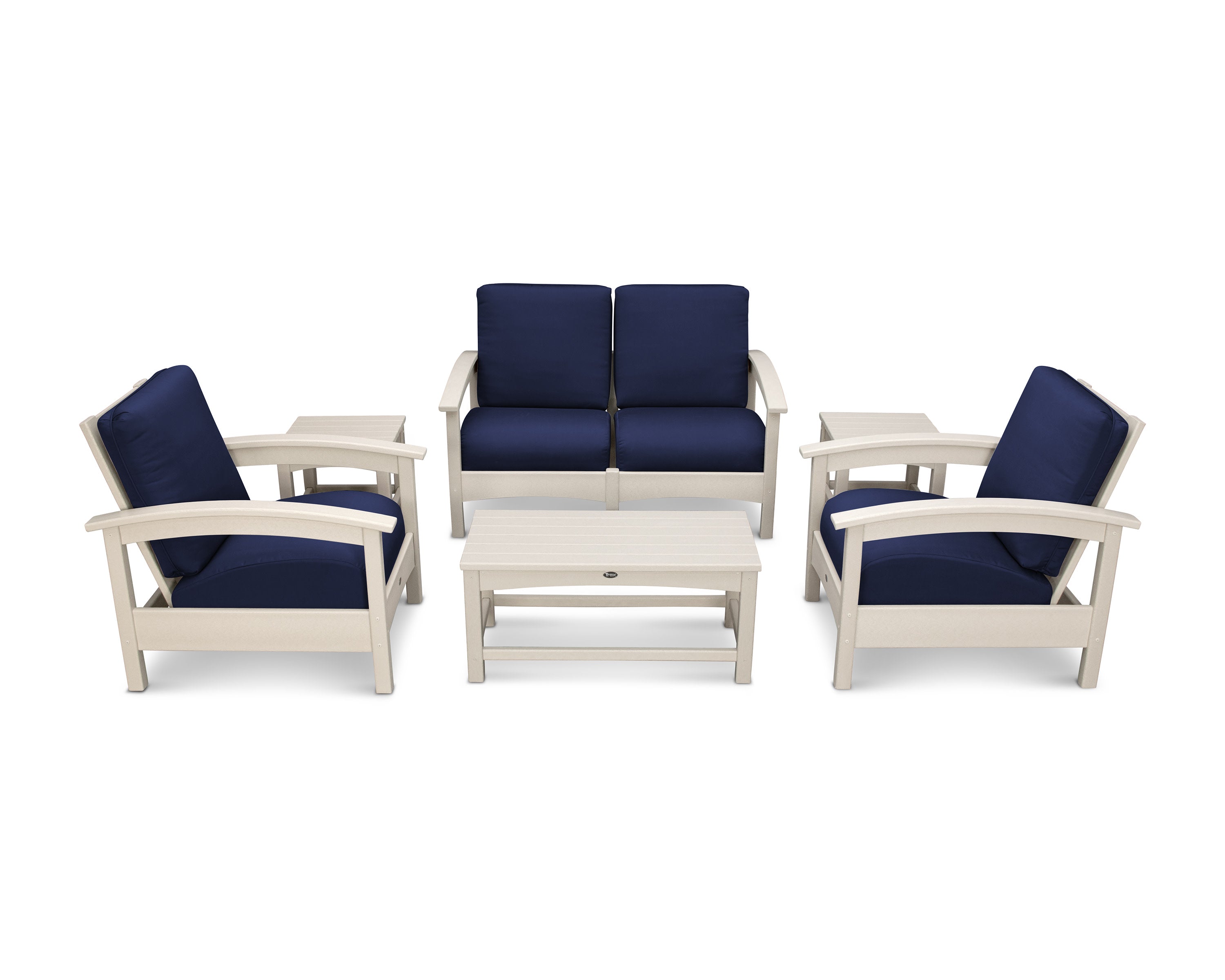 Rockport Club 6-Piece Deep Seating Conversation Set in Sand Castle / Navy