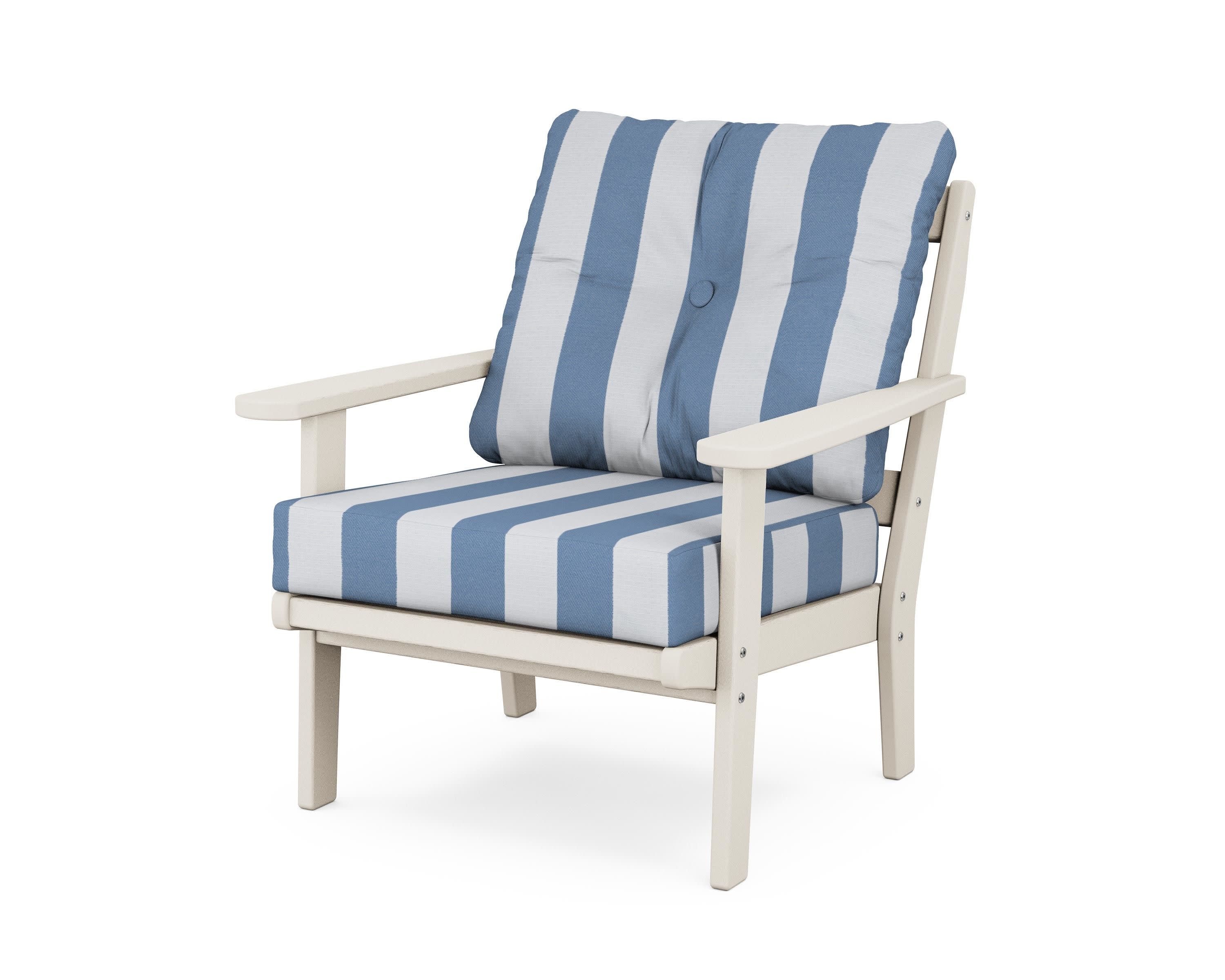 Cape Cod Deep Seating Chair in Sand Castle / Cabana Stripe Sky Blue