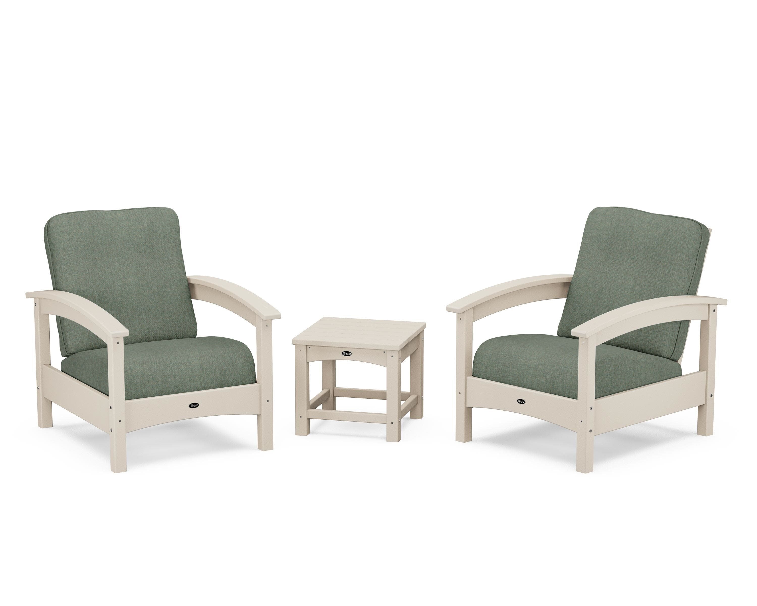 Rockport Club 3-Piece Deep Seating Conversation Set in Sand Castle / Cast Sage