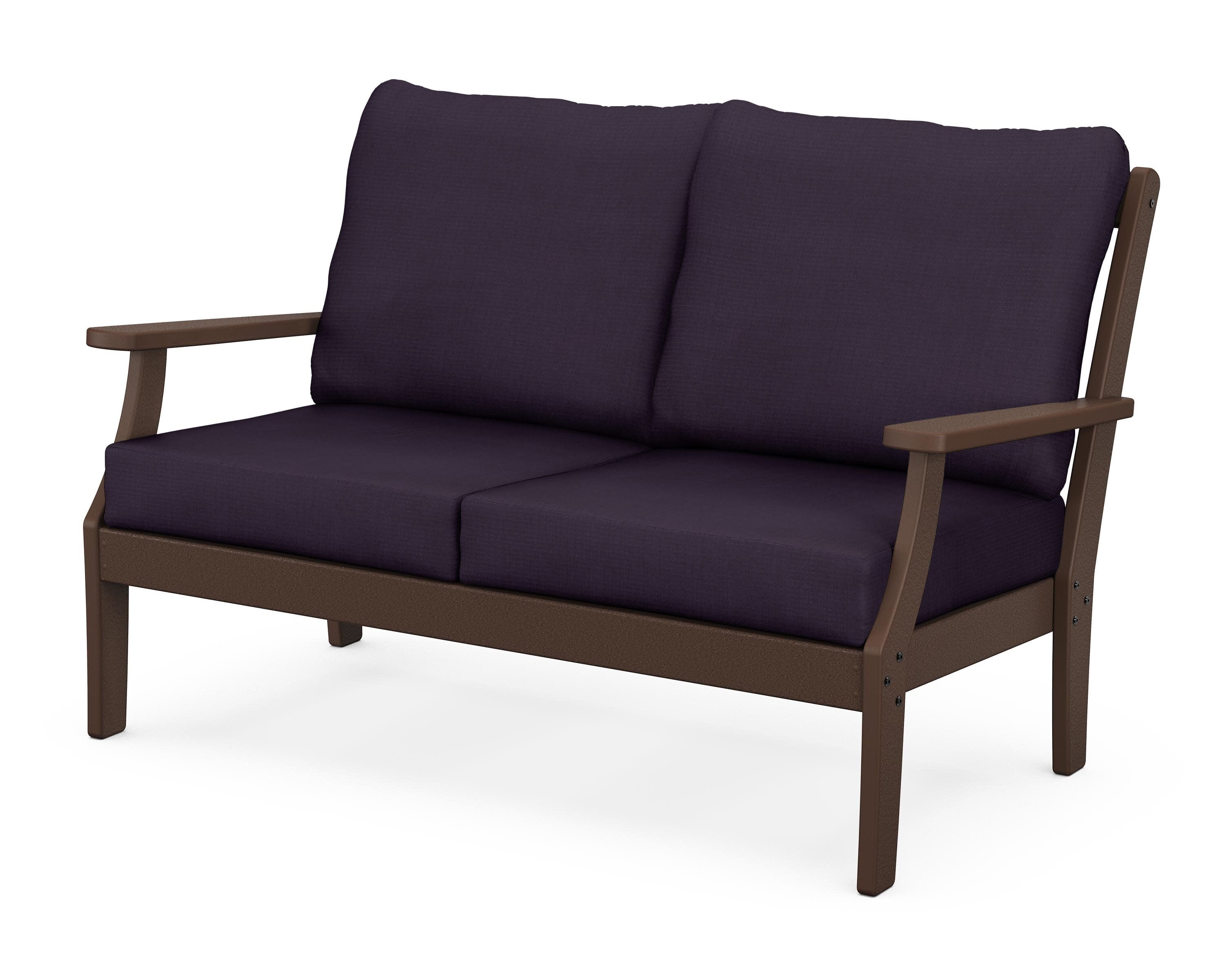Yacht Club Deep Seating Loveseat in Vintage Lantern / Navy Linen