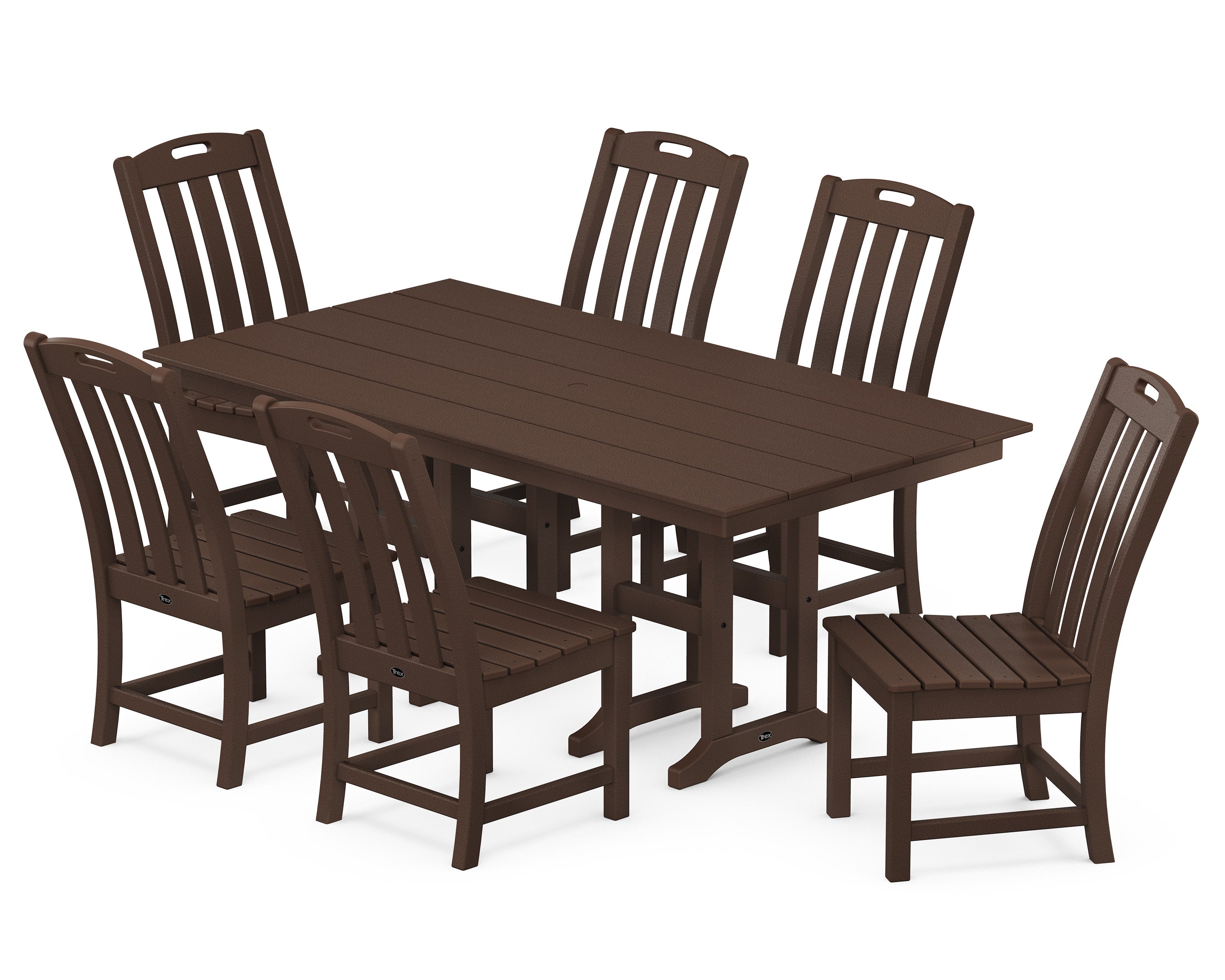 Yacht Club 7-Piece Farmhouse Side Chair Dining Set in Vintage Lantern